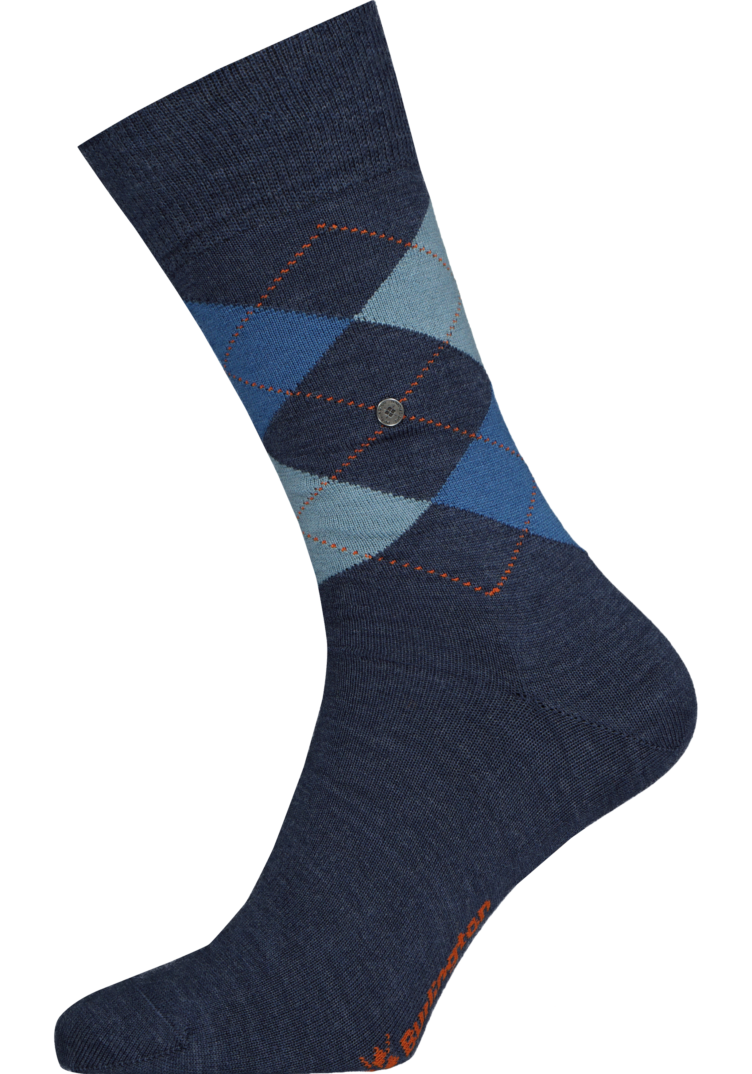 Burlington Edinburgh herensokken, wol, jeansblauw met turquoise