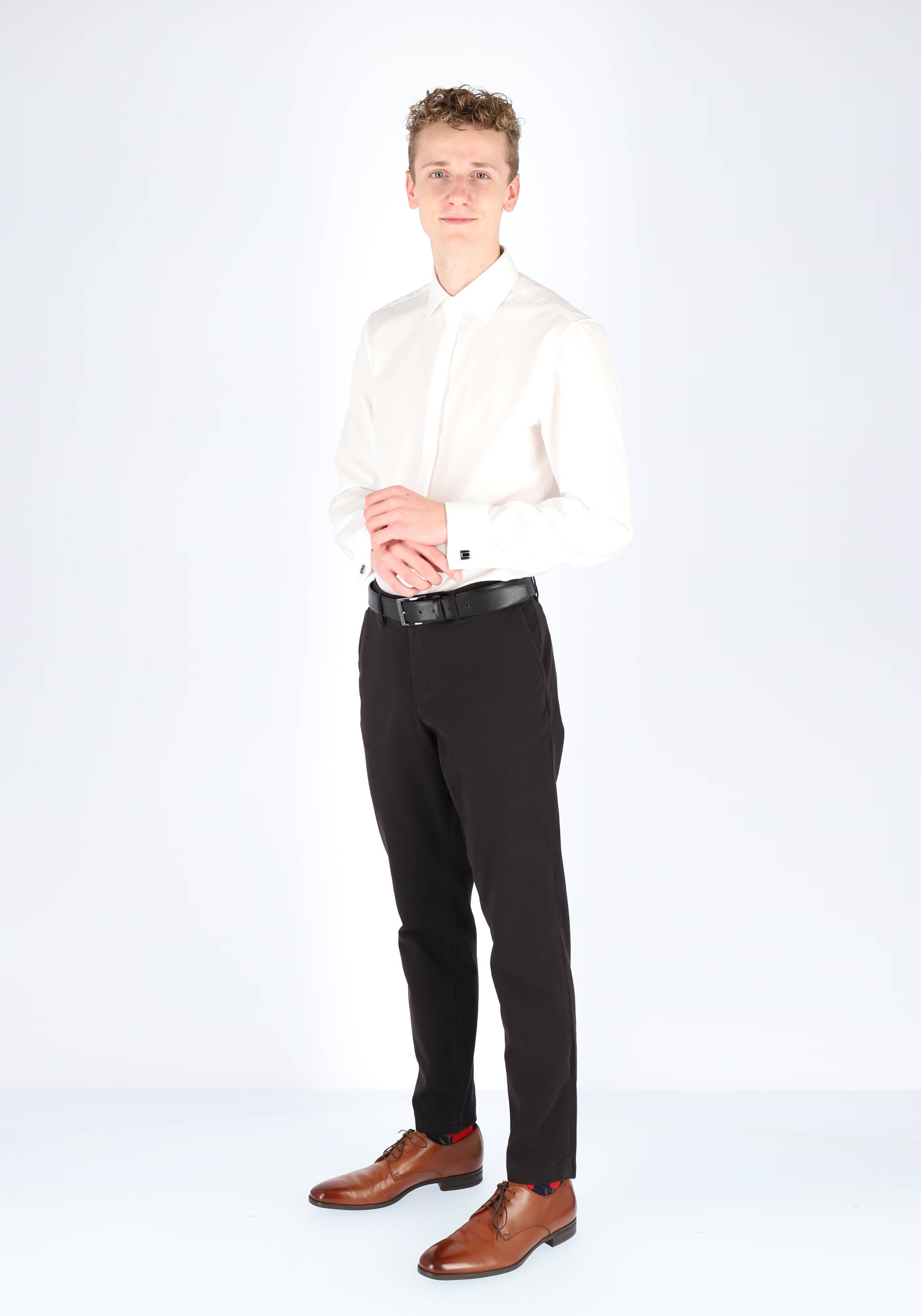 Seidensticker slim fit overhemd, dubbele manchet Kent kraag, wit