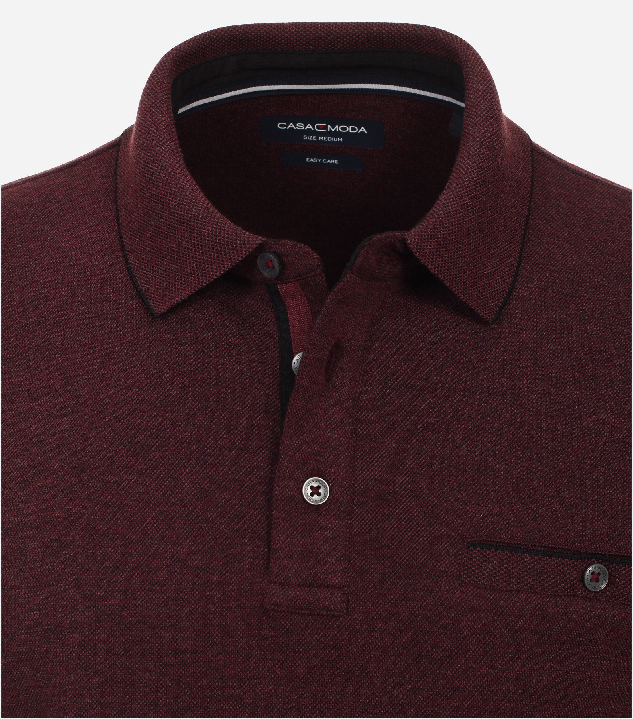 CASA MODA comfort fit polo lange mouw, rood melange