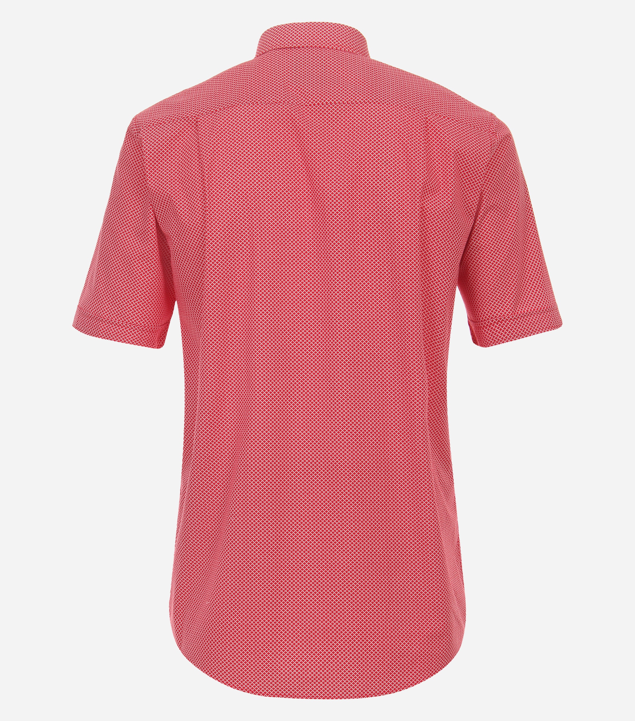 Redmond modern fit overhemd, korte mouw, popeline, rood met wit dessin