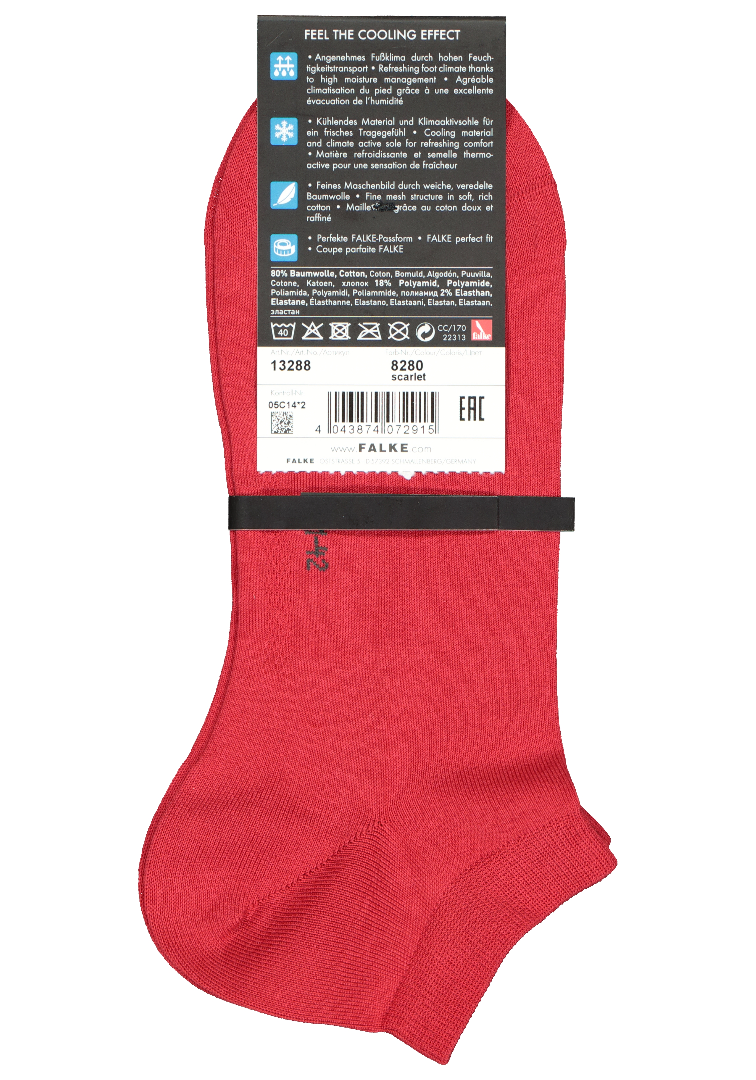 FALKE Cool 24/7 heren enkelsokken, rood (scarlet)