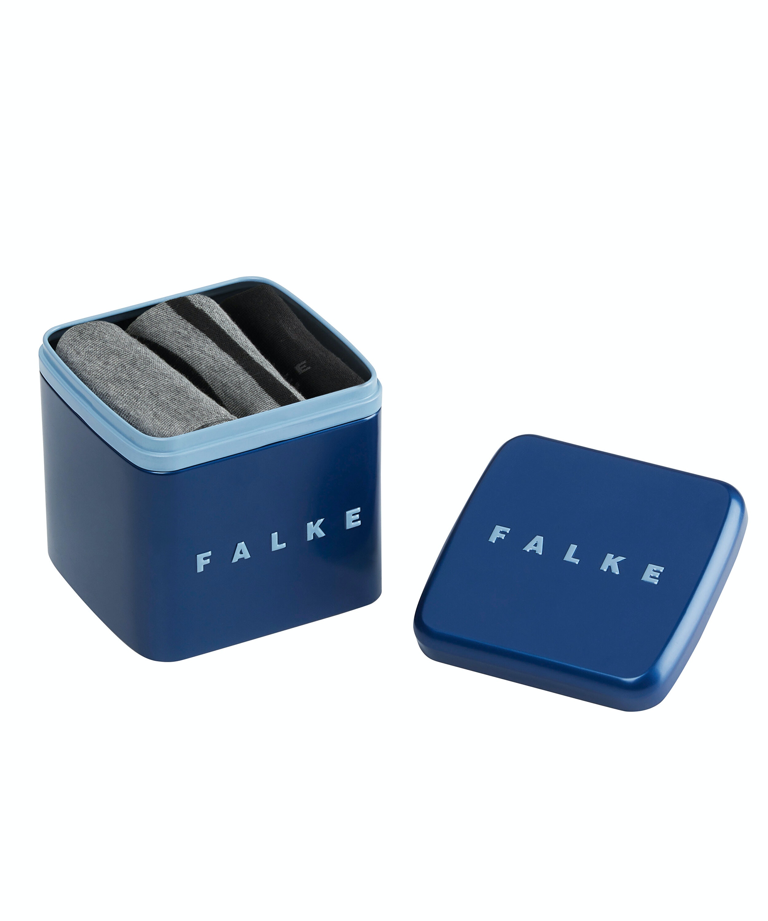 FALKE Happy Box heren enkelsokken (3-pack), zwart, grijs en grijs met zwart gestreept