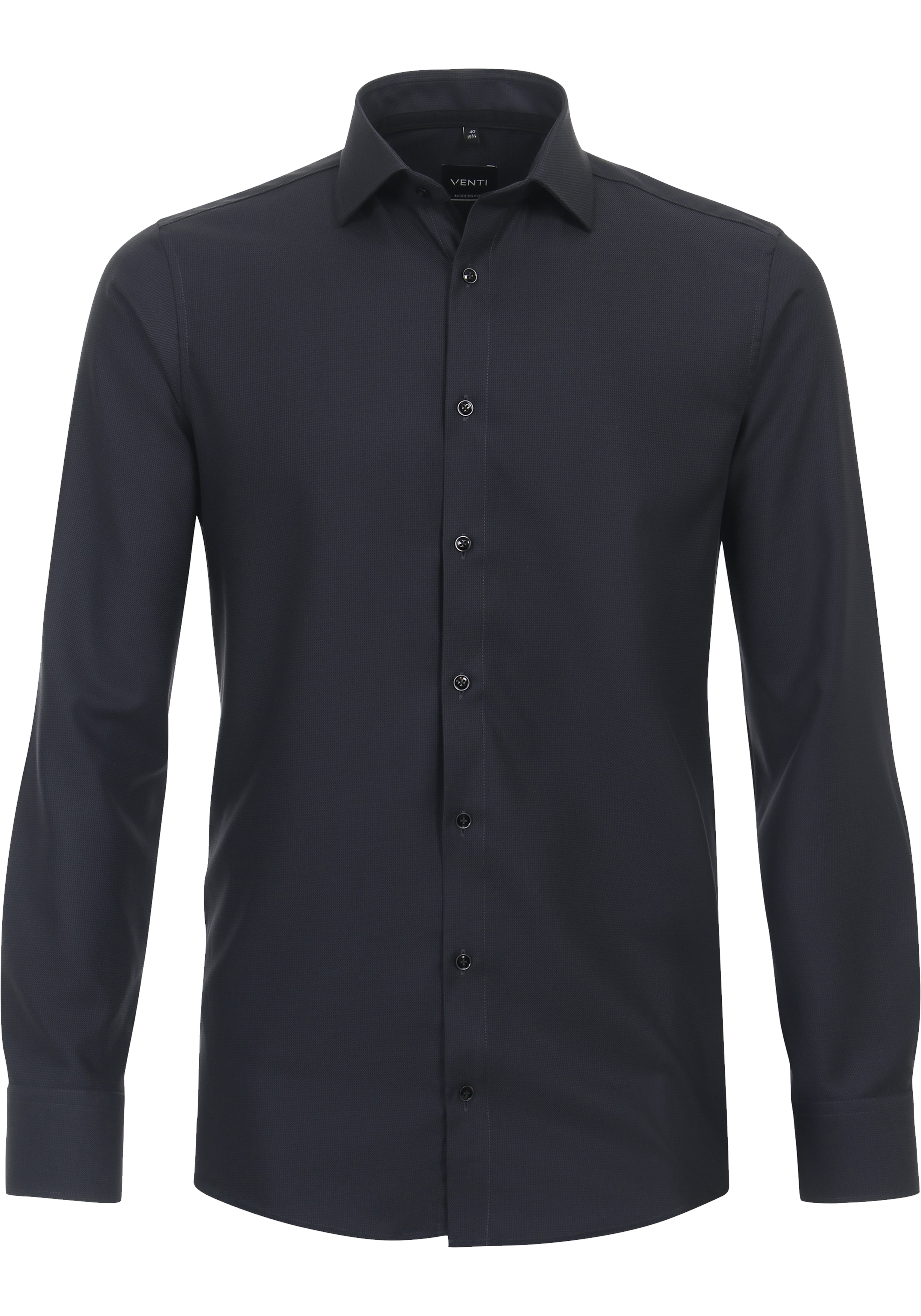 VENTI modern fit overhemd, structuur, zwart