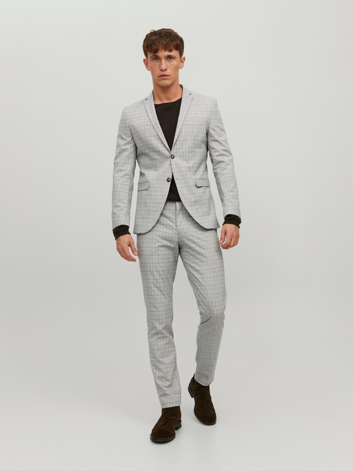 JACK & JONES Solaris Check Trouser loose fit, heren pantalon, grijs
