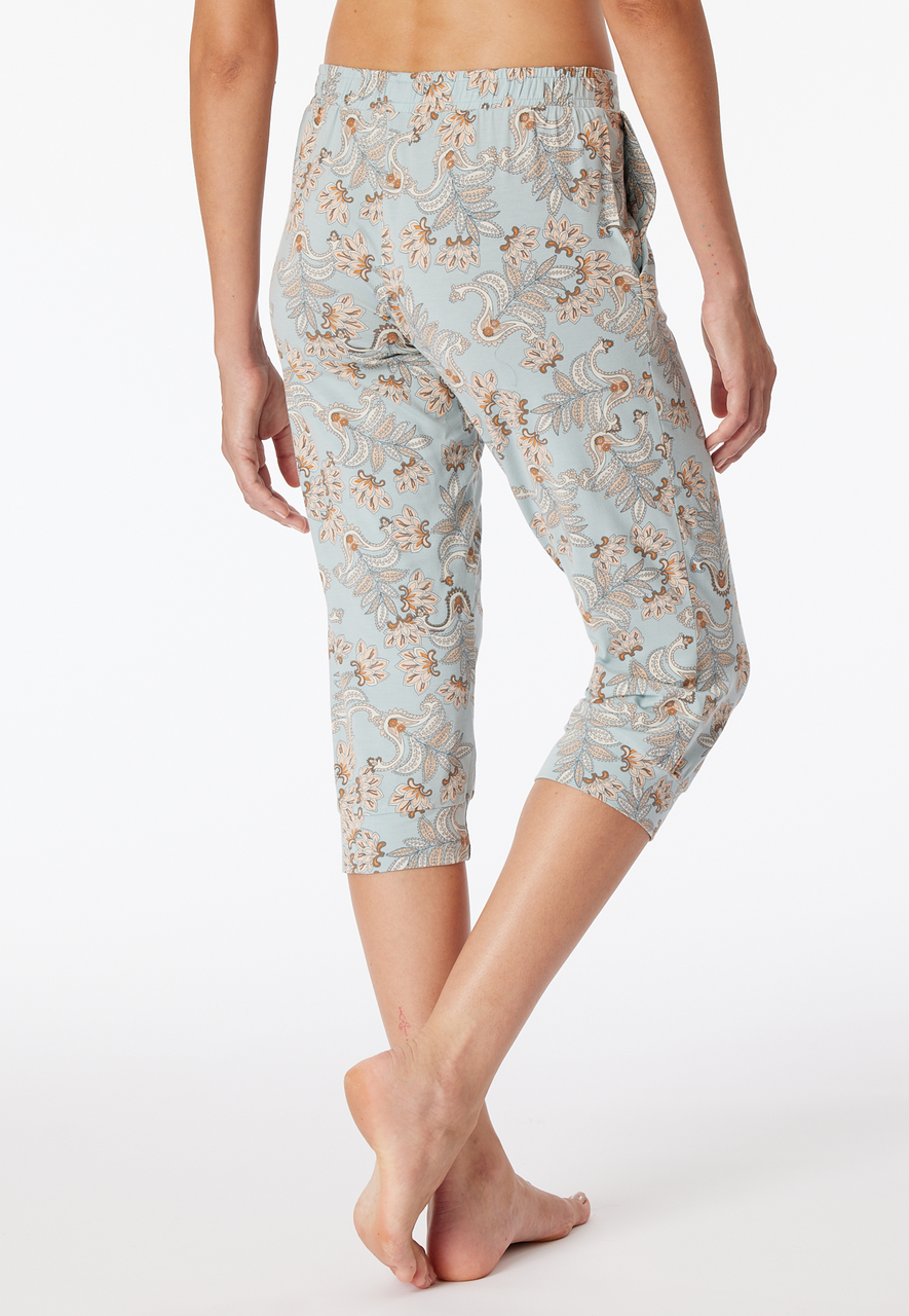 SCHIESSER Mix+Relax nachtkleding dames, dames loungebroek 3/4 lengte modal paisley bluebird