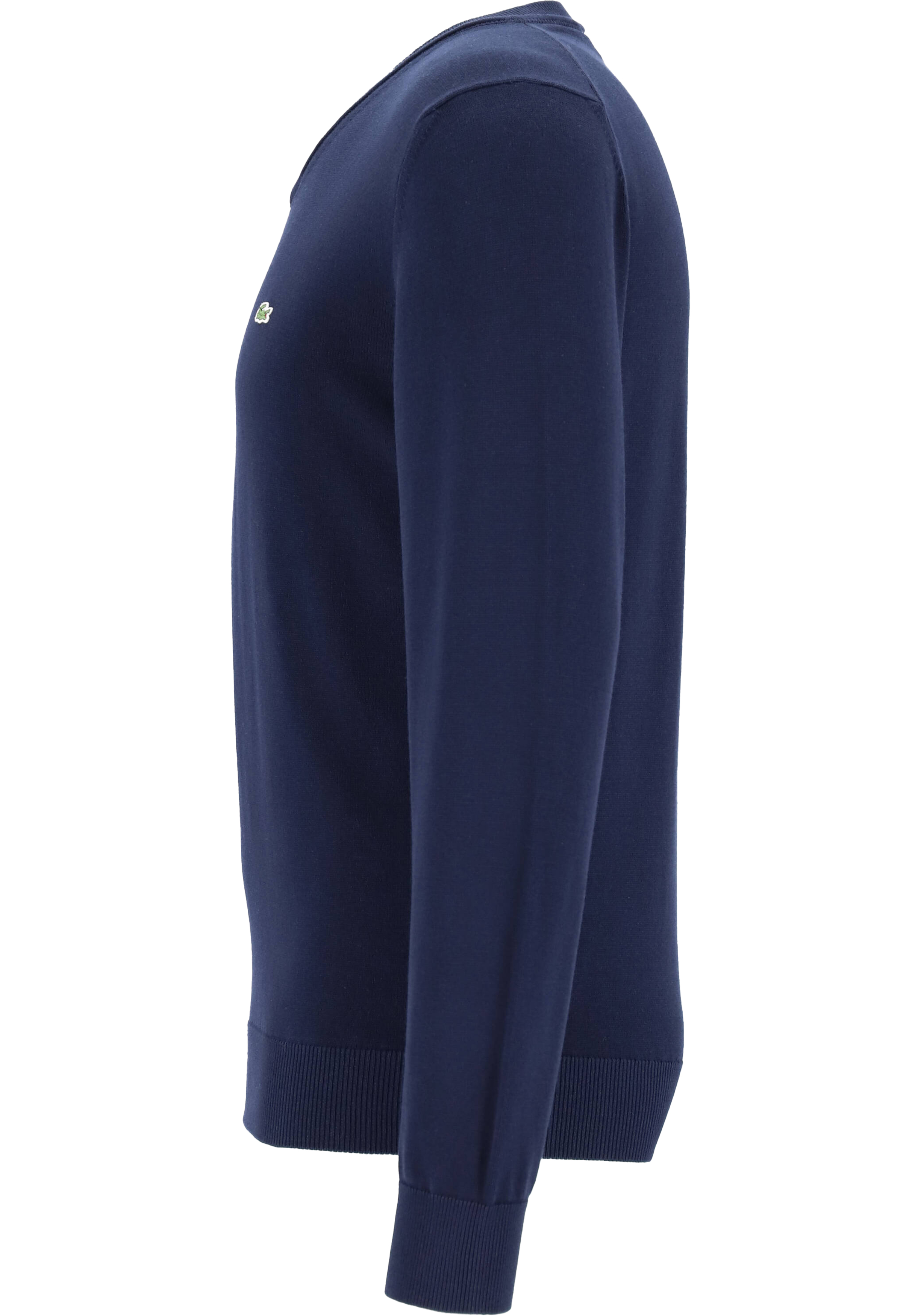 Lacoste trui katoen V-hals, gebreide heren trui, donkerblauw
