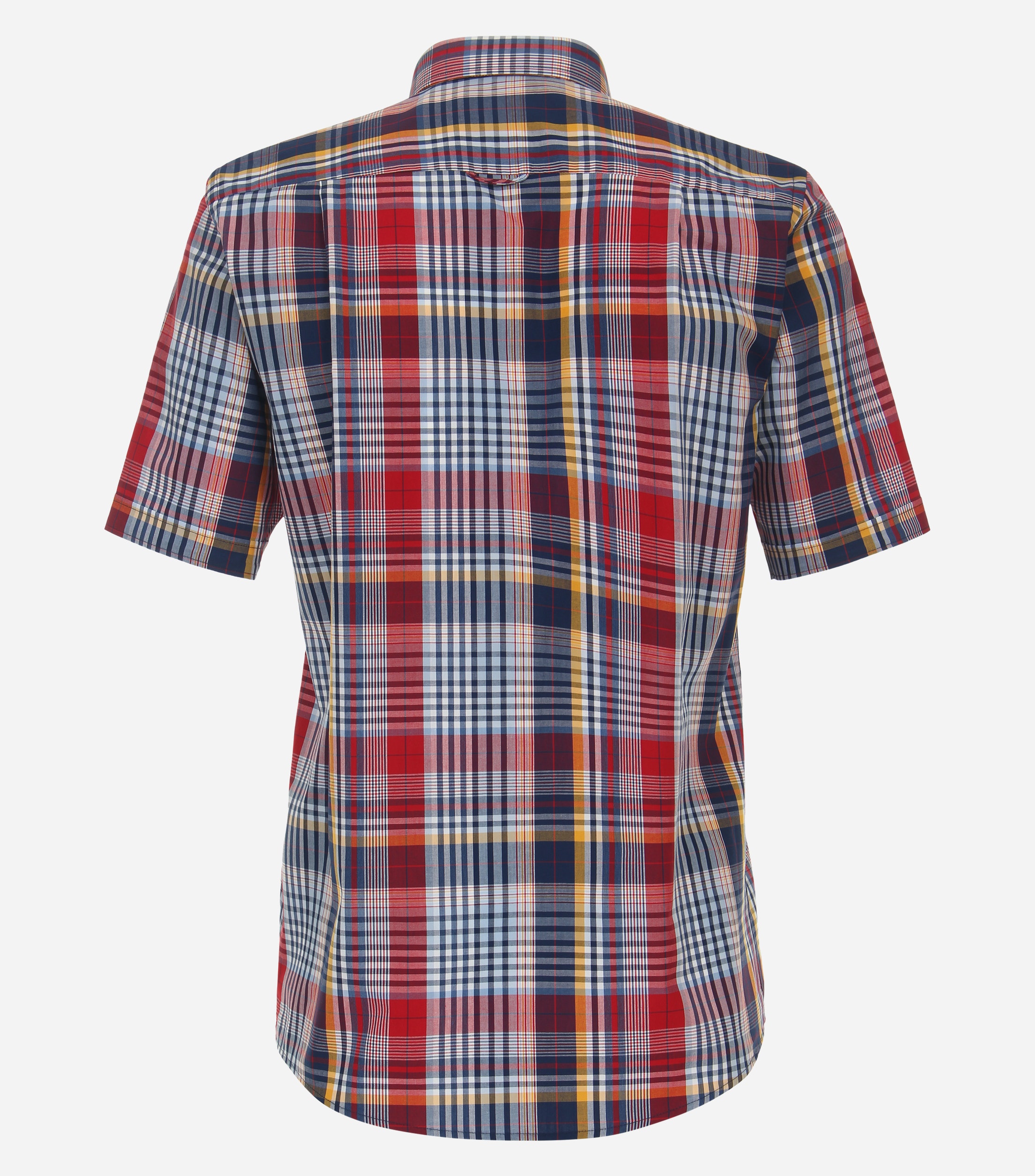 Redmond comfort fit overhemd, korte mouw, popeline, rood geruit
