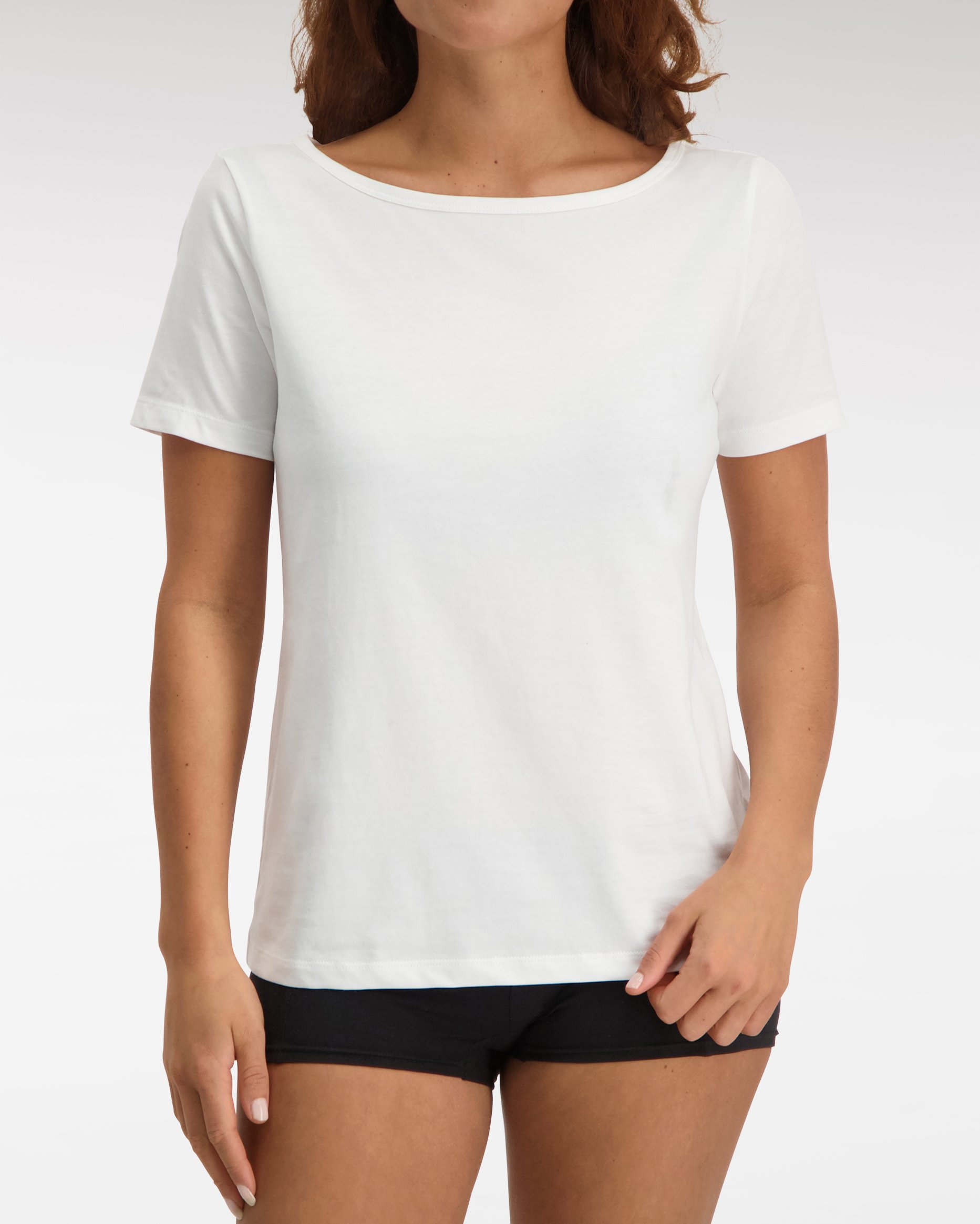 Claesen's dames Basics T-shirt (1-pack), loose fit boothals T-shirt korte mouw, wit