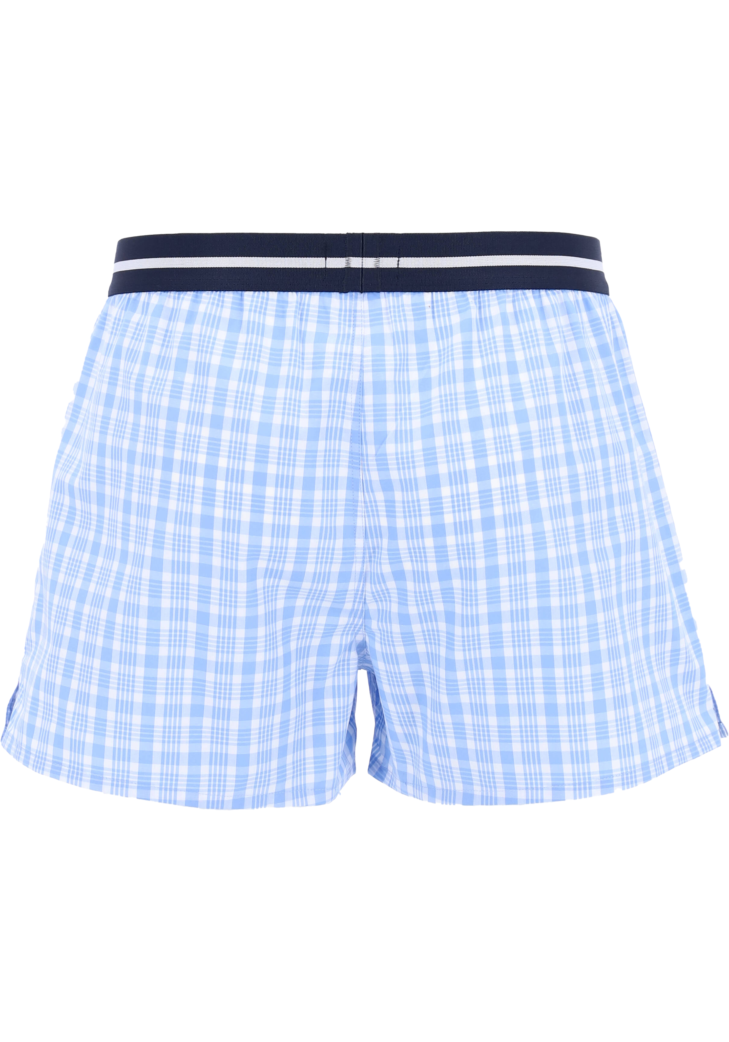 HUGO BOSS boxershorts woven (2-pack), heren boxers wijd model, lichtblauw met wit geruit en gestreept