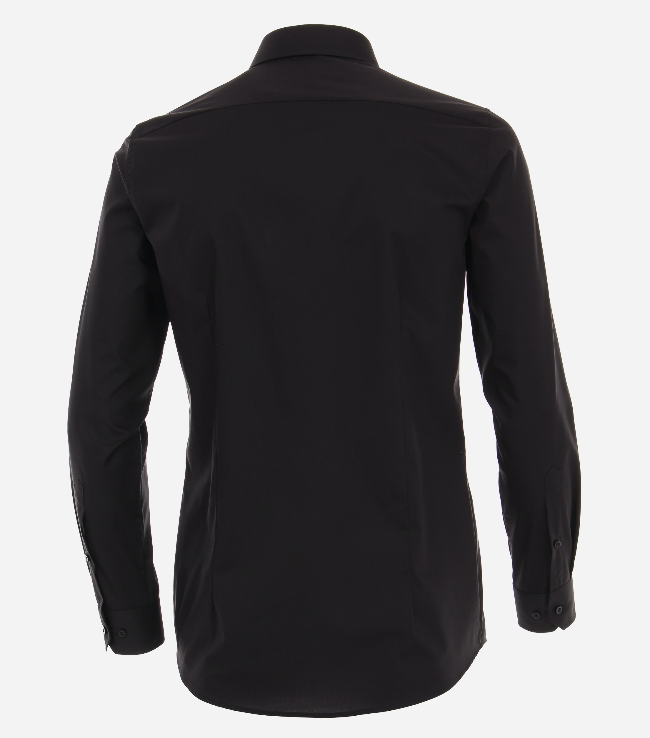VENTI body fit overhemd, mouwlengte 7, popeline, zwart