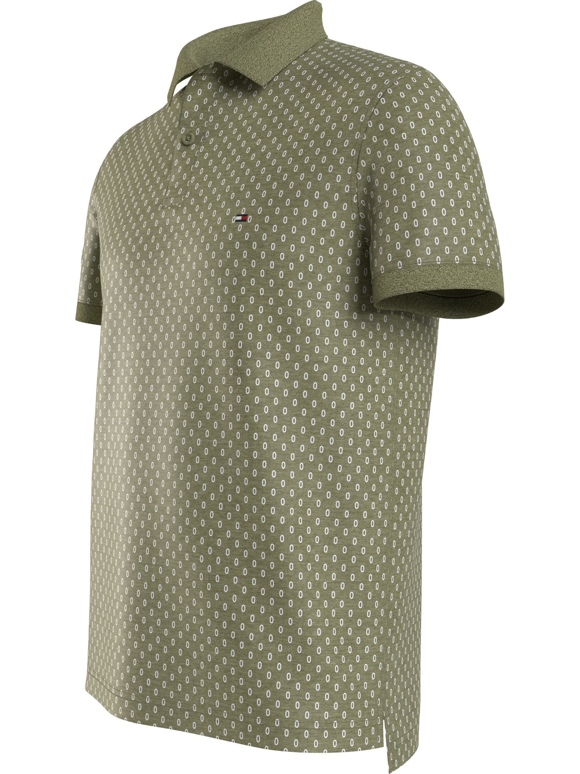 Tommy Hilfiger Micro Print Slim Polo, heren poloshirt, licht olijfgroen