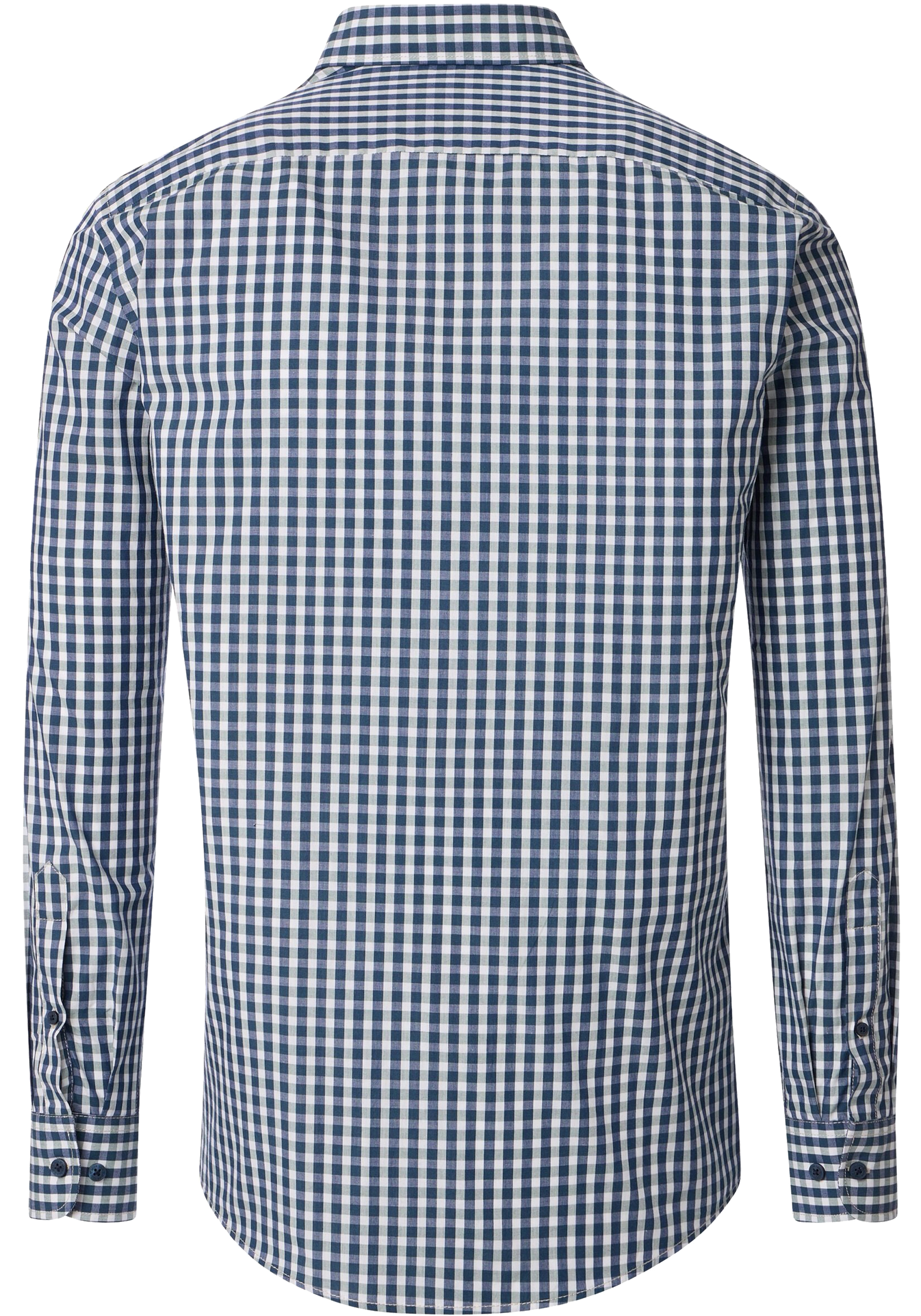 CASA MODA Sport casual fit overhemd, structuur, donkerblauw met wit en groen geruit