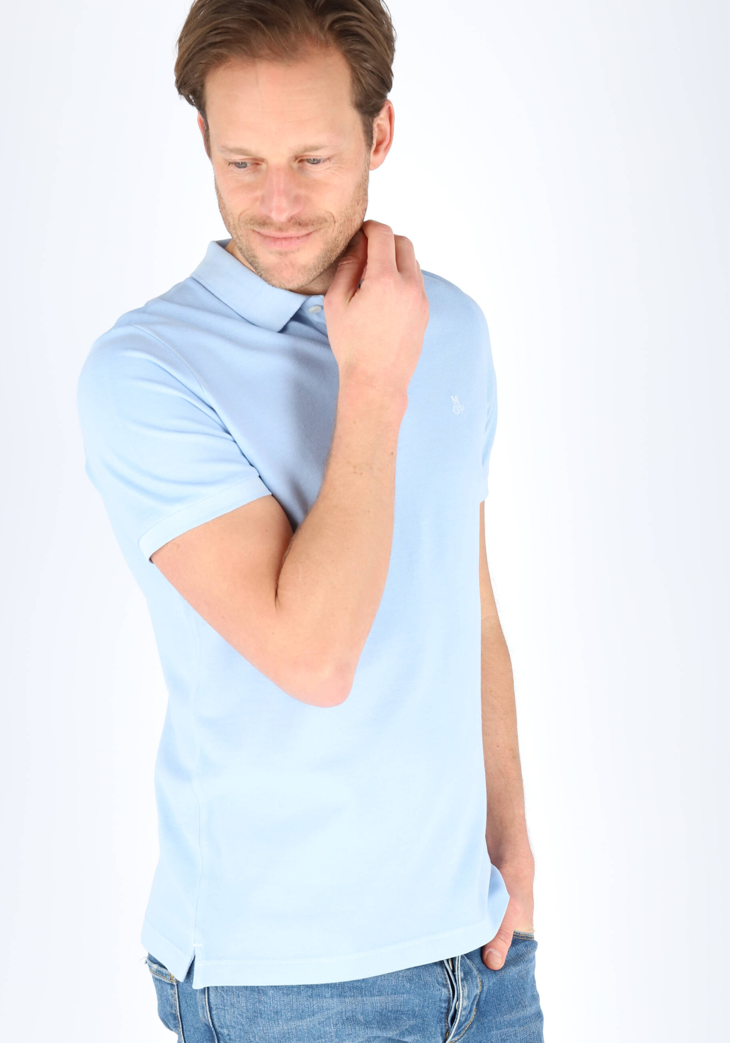 Marc O'Polo shaped fit polo, heren poloshirt, lichtblauw