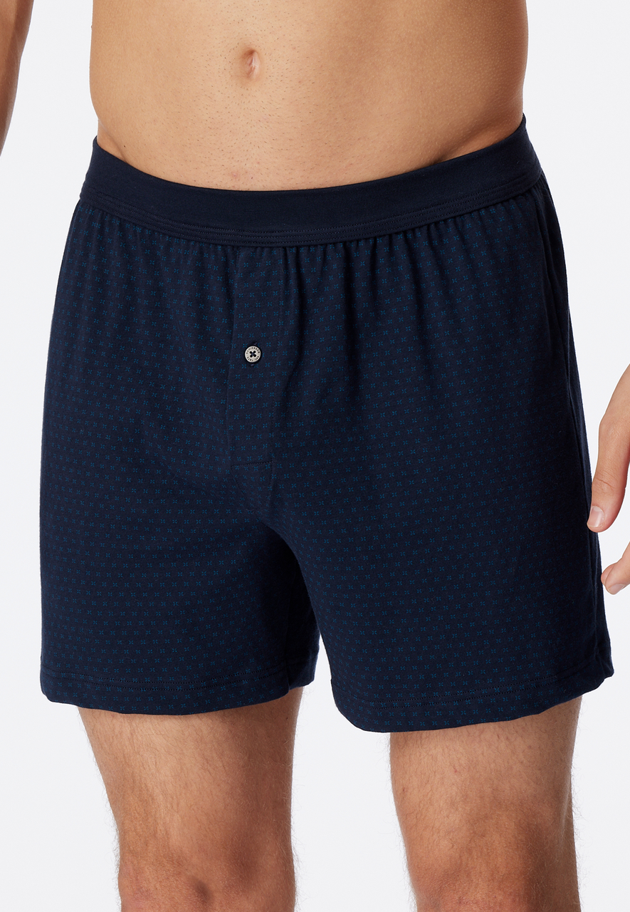 SCHIESSER Comfort Fit boxer (1-pack), heren boxershort organic katoen gedessineerd nachtblauw