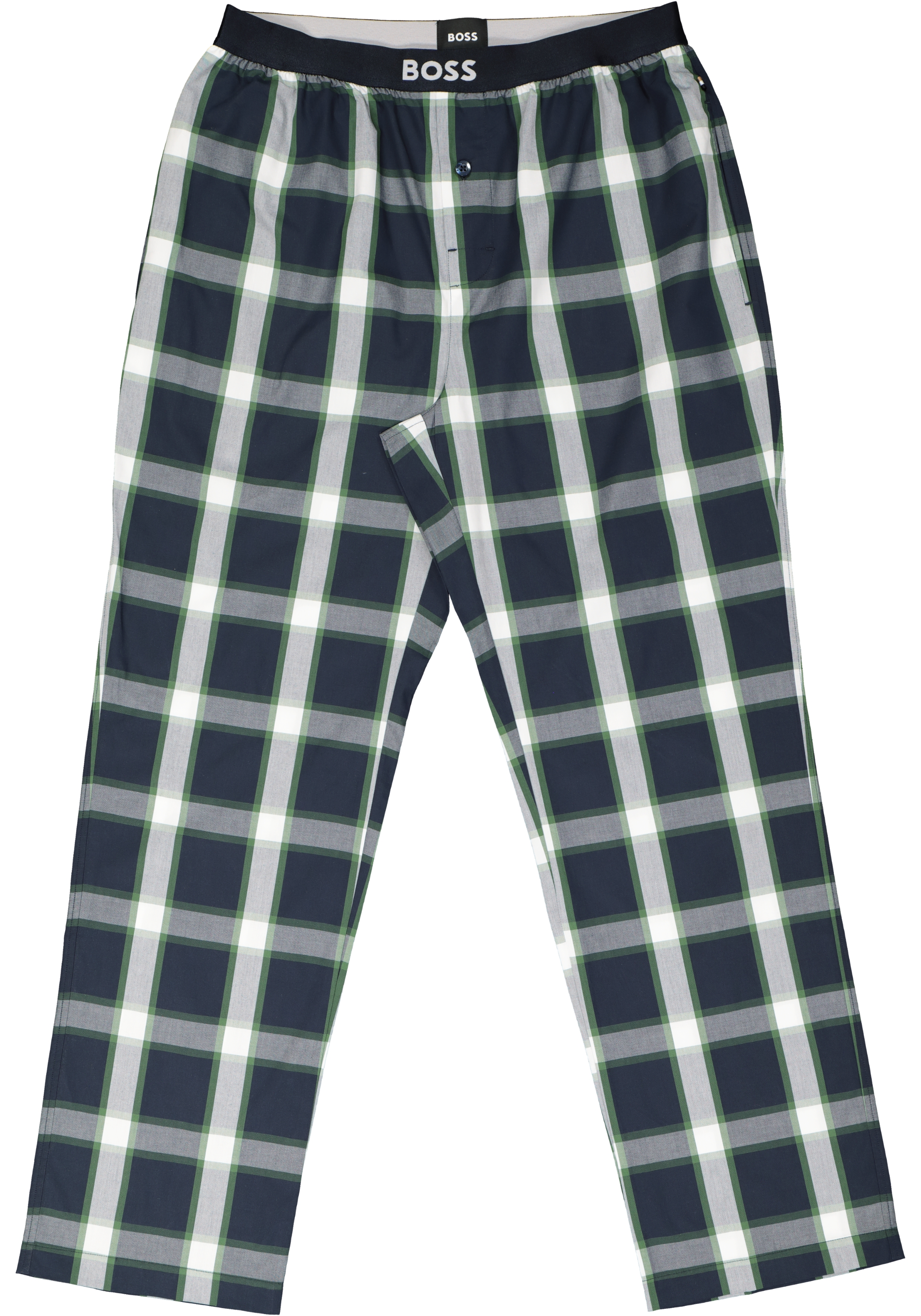 BOSS Long Set, heren lounge set, blauw met groen-blauw geruite broek