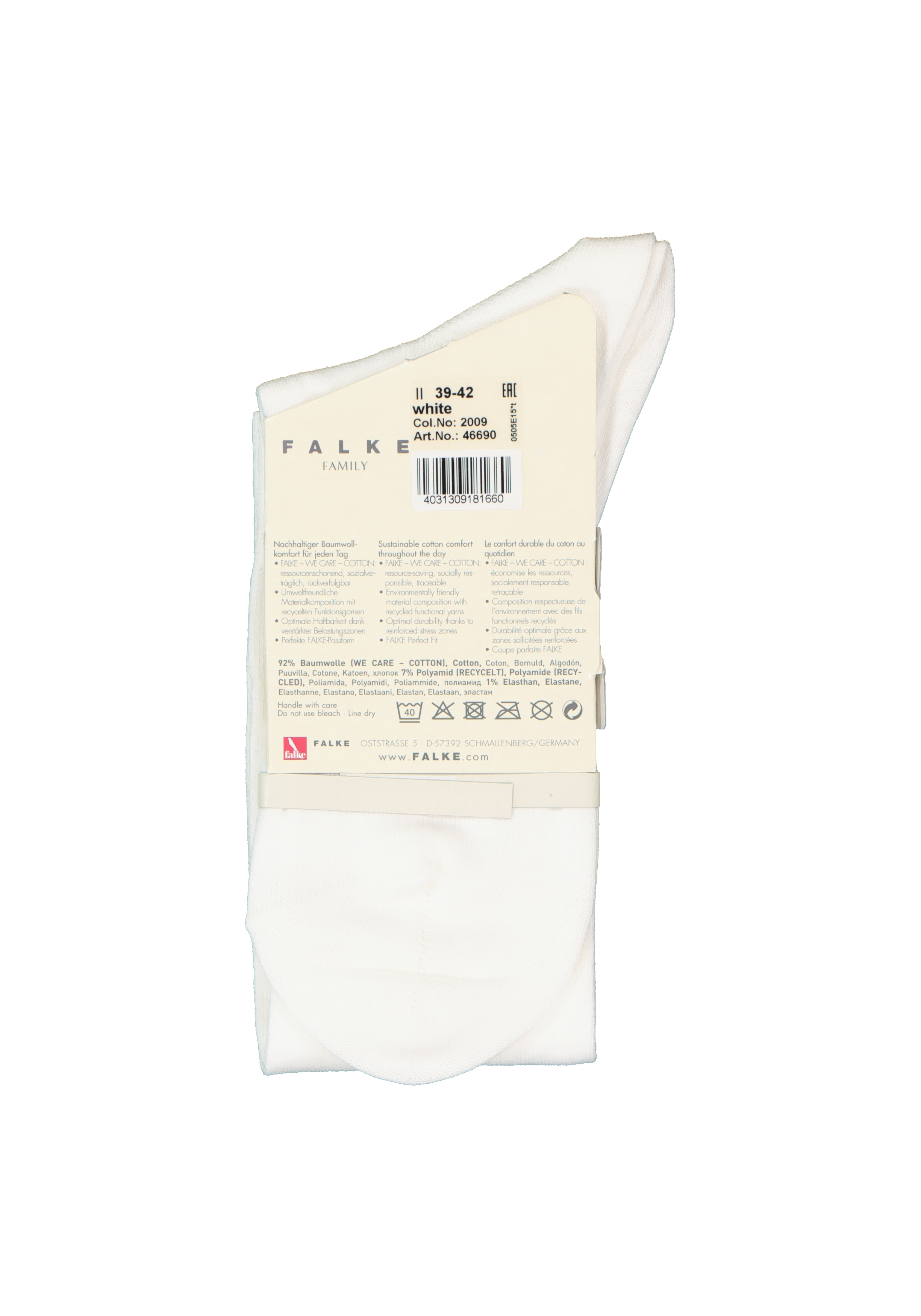 FALKE Family dames kniekousen, katoen, wit (white)