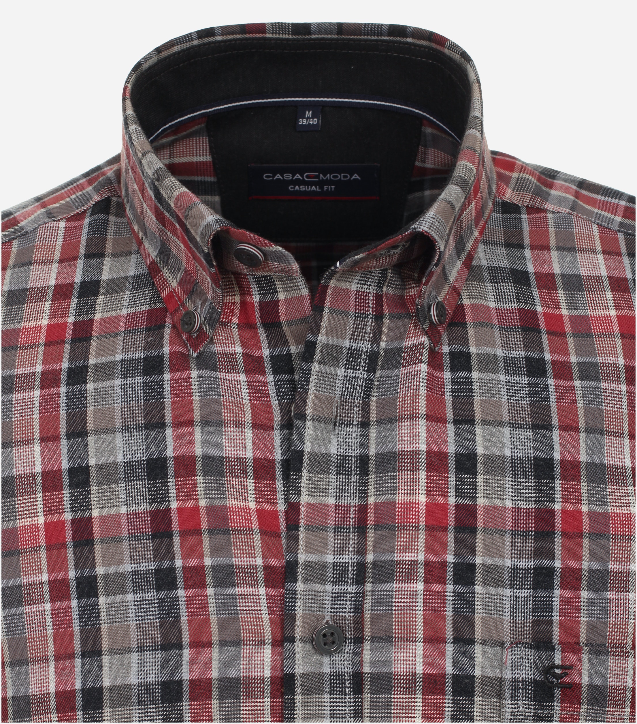CASA MODA Sport casual fit overhemd, flanel, rood geruit