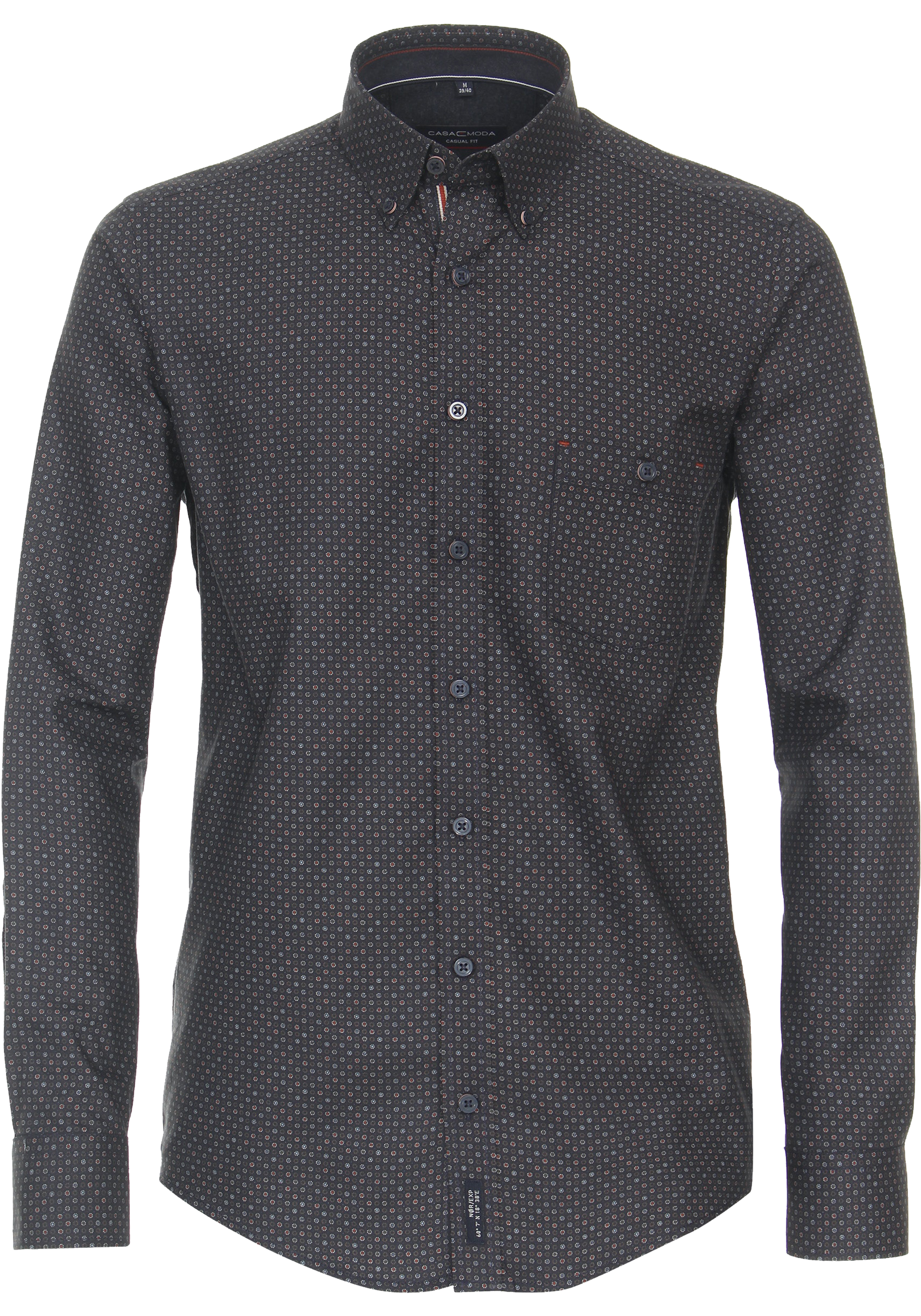 CASA MODA Sport casual fit overhemd, popeline, blauw dessin