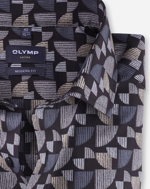 OLYMP Luxor modern fit overhemd, popeline, taupe dessin