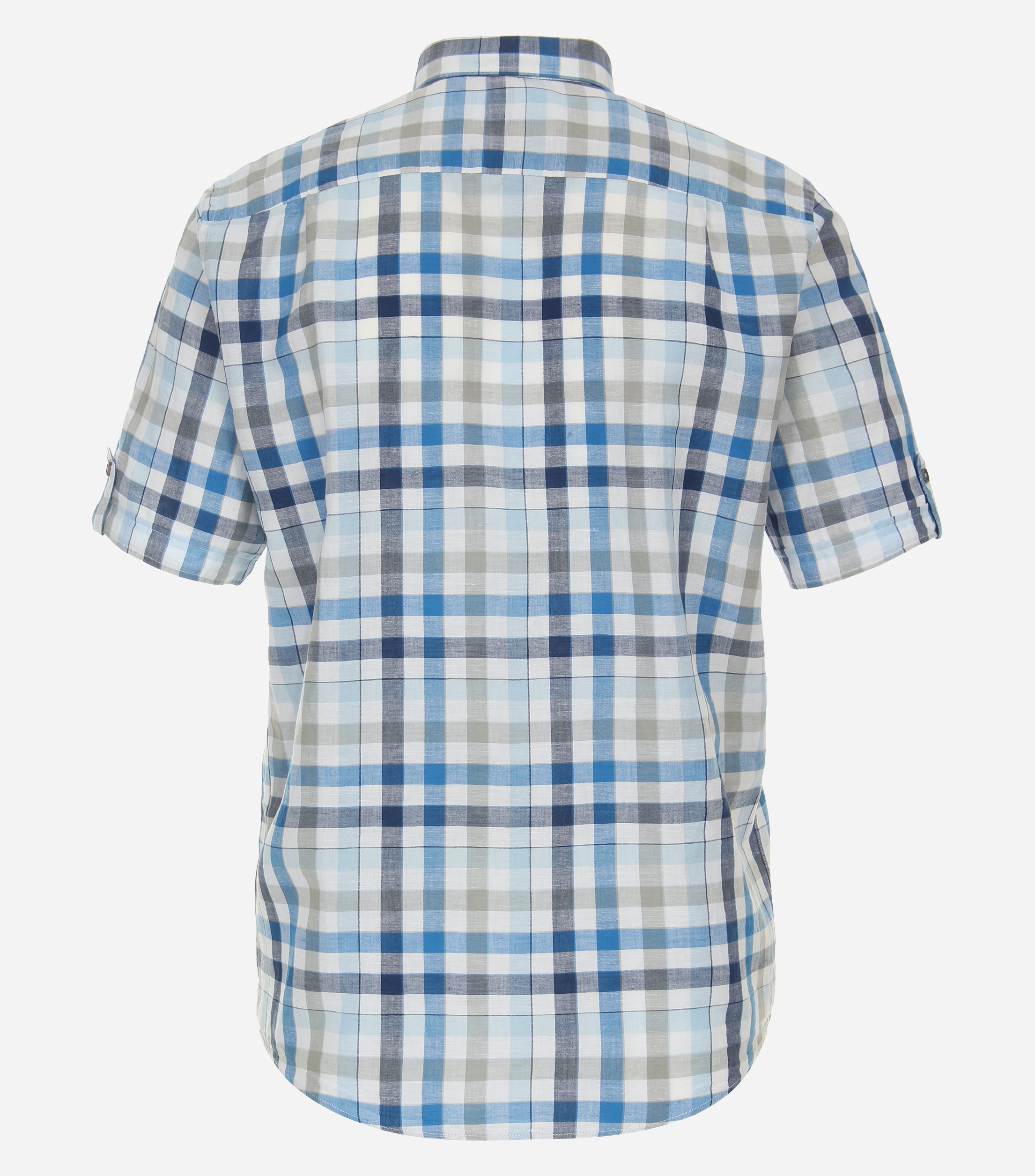 Redmond comfort fit overhemd, korte mouw, popeline, blauw geruit
