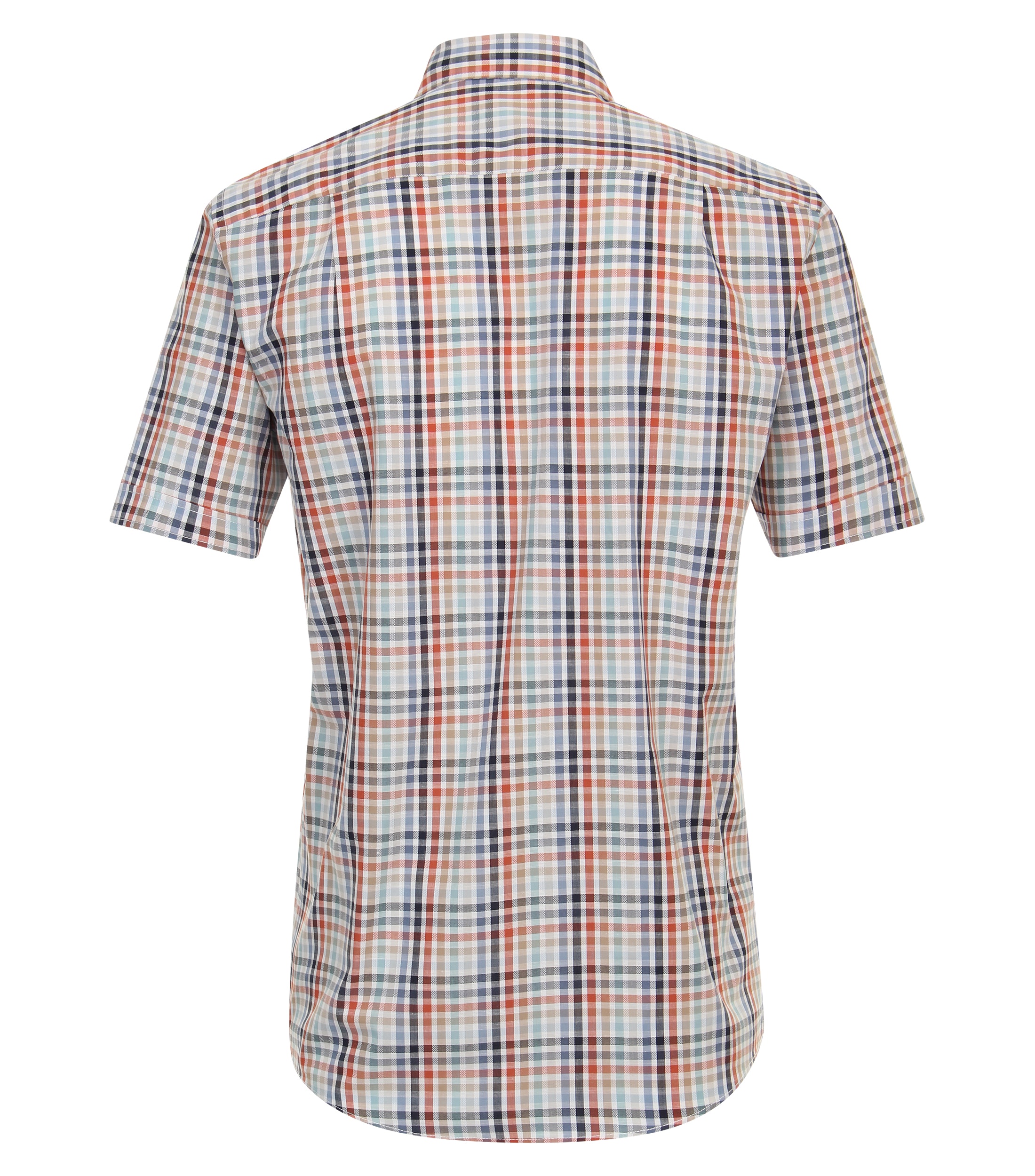 CASA MODA Sport casual fit overhemd, korte mouw, chambray, oranje geruit - 944199900-450