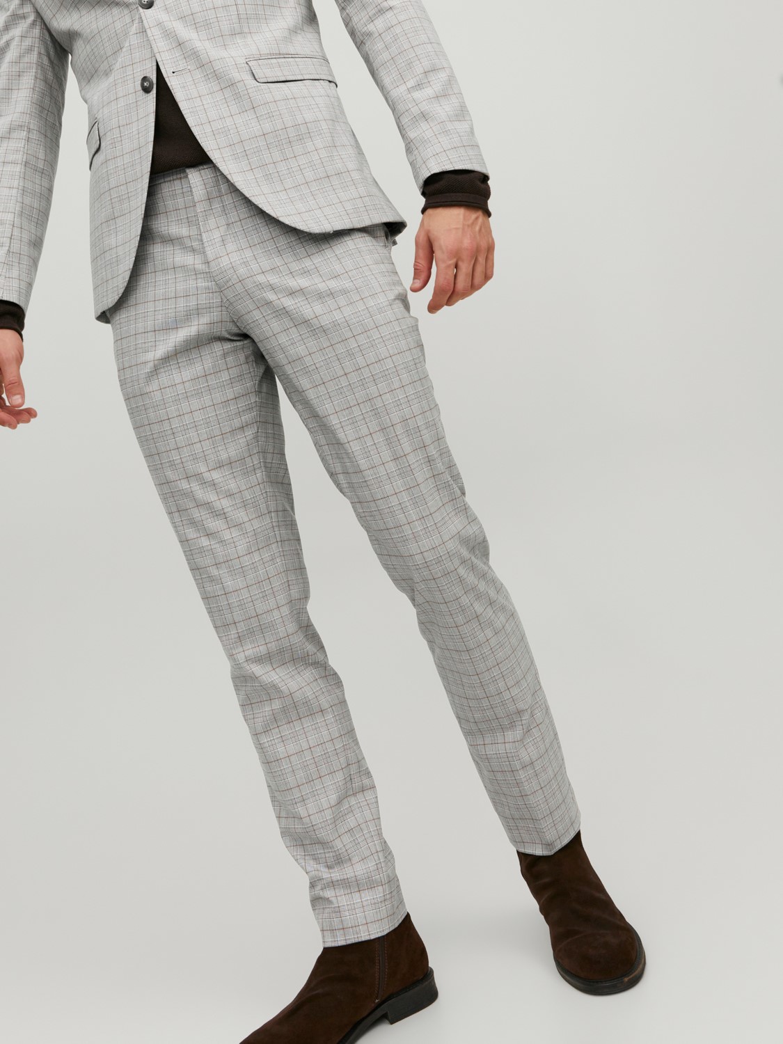 JACK & JONES Solaris Check Trouser loose fit, heren pantalon, grijs