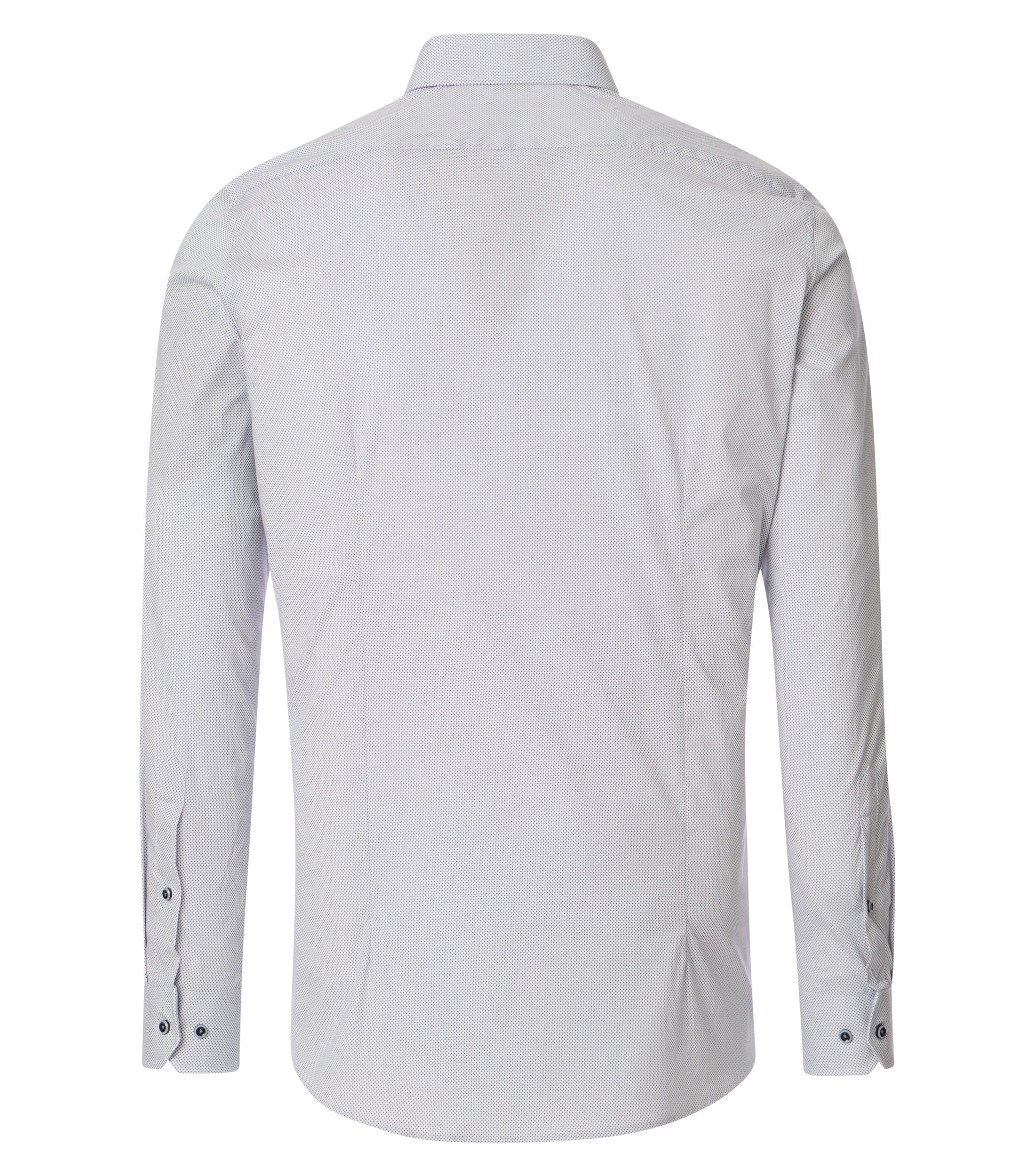 VENTI body fit overhemd, popeline, wit met blauw en beige mini dessin