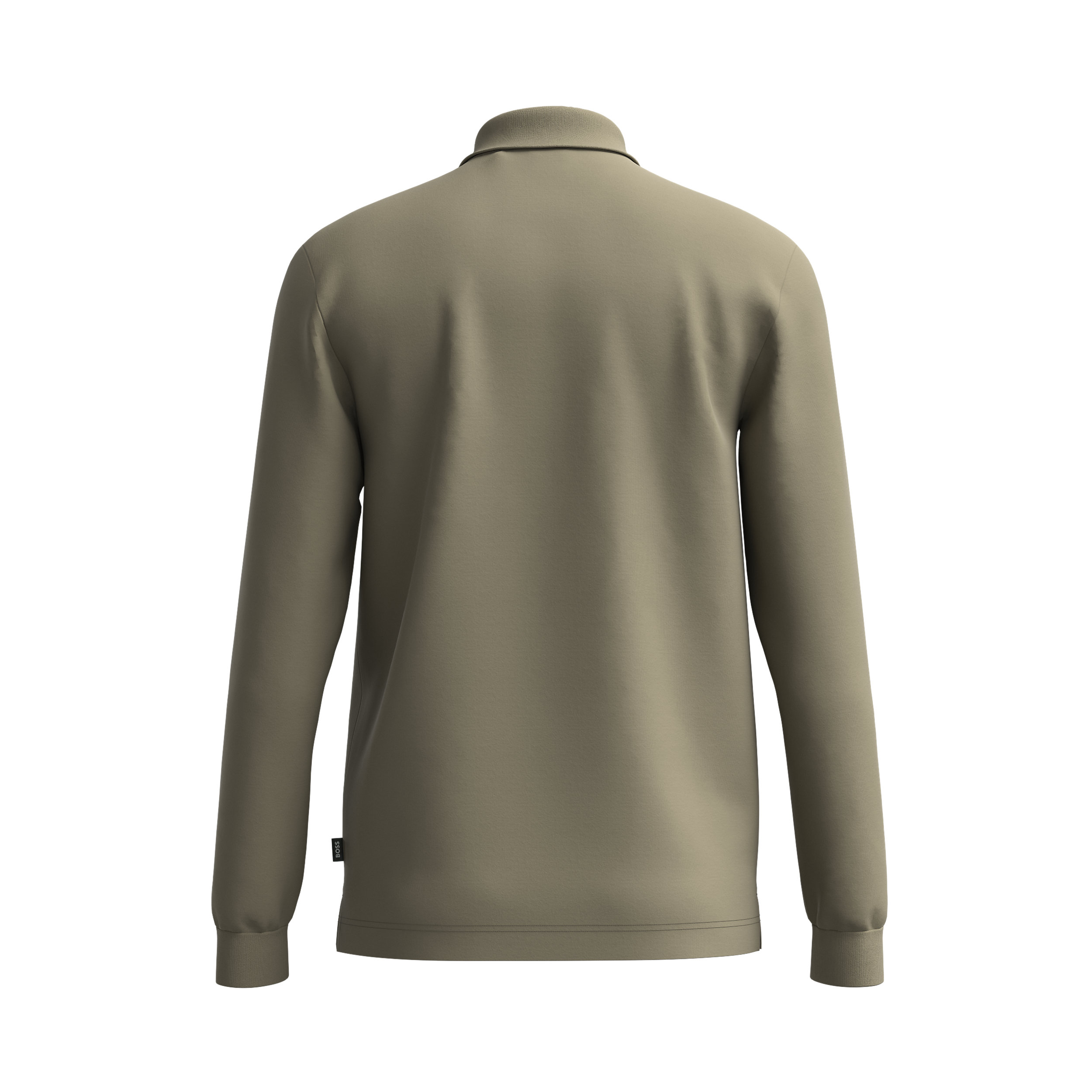 BOSS Pado regular fit polo lange mouw, jersey, olijfgroen