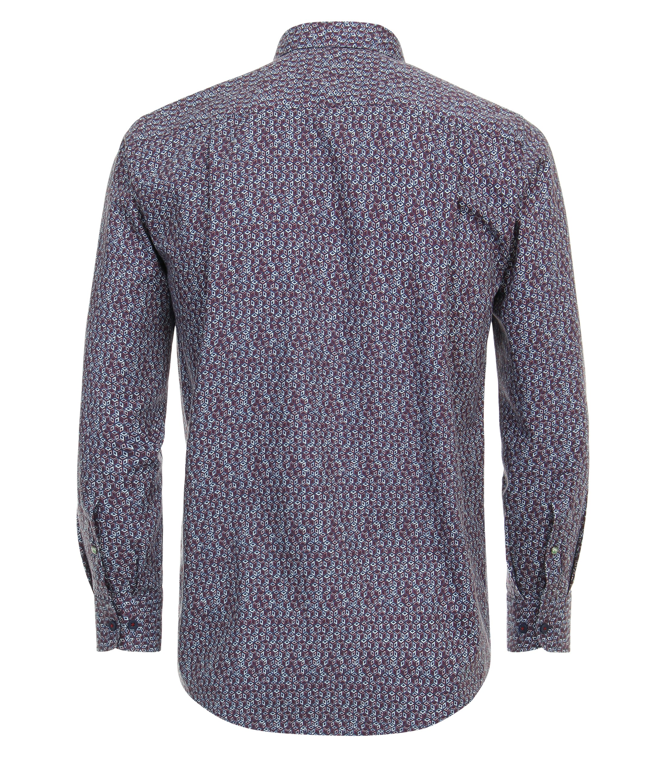 Redmond modern fit overhemd, popeline, rood dessin - 242100110-50