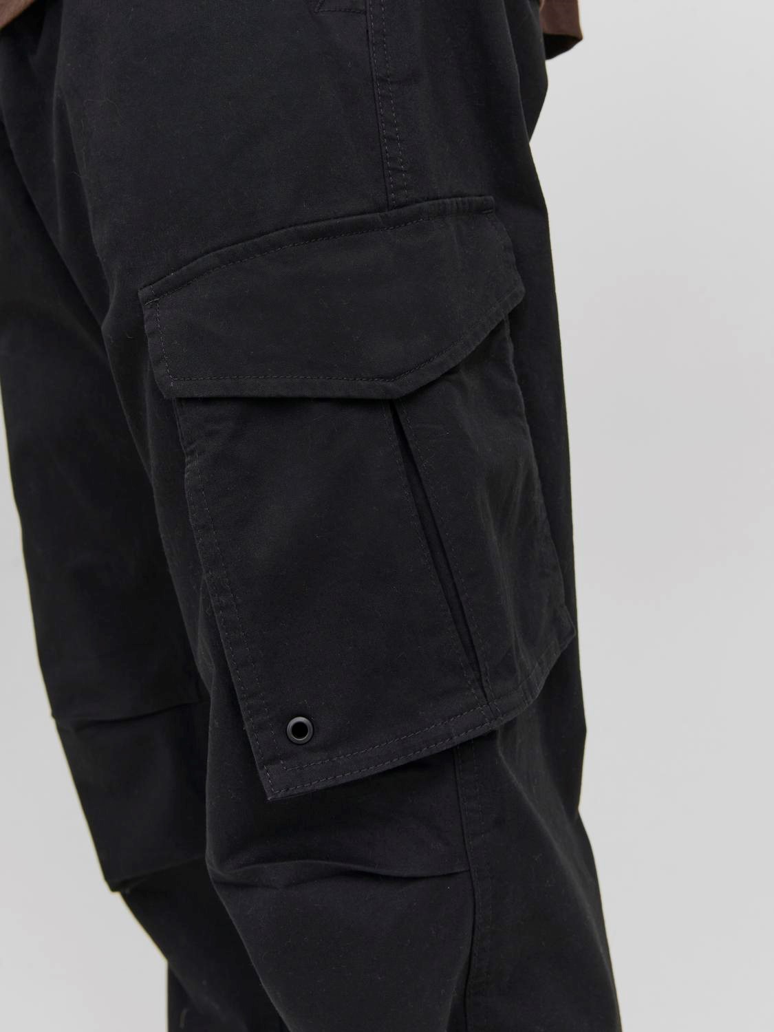 JACK & JONES Kane Noah Cuffed Cargo loose fit, heren cargo broek, zwart