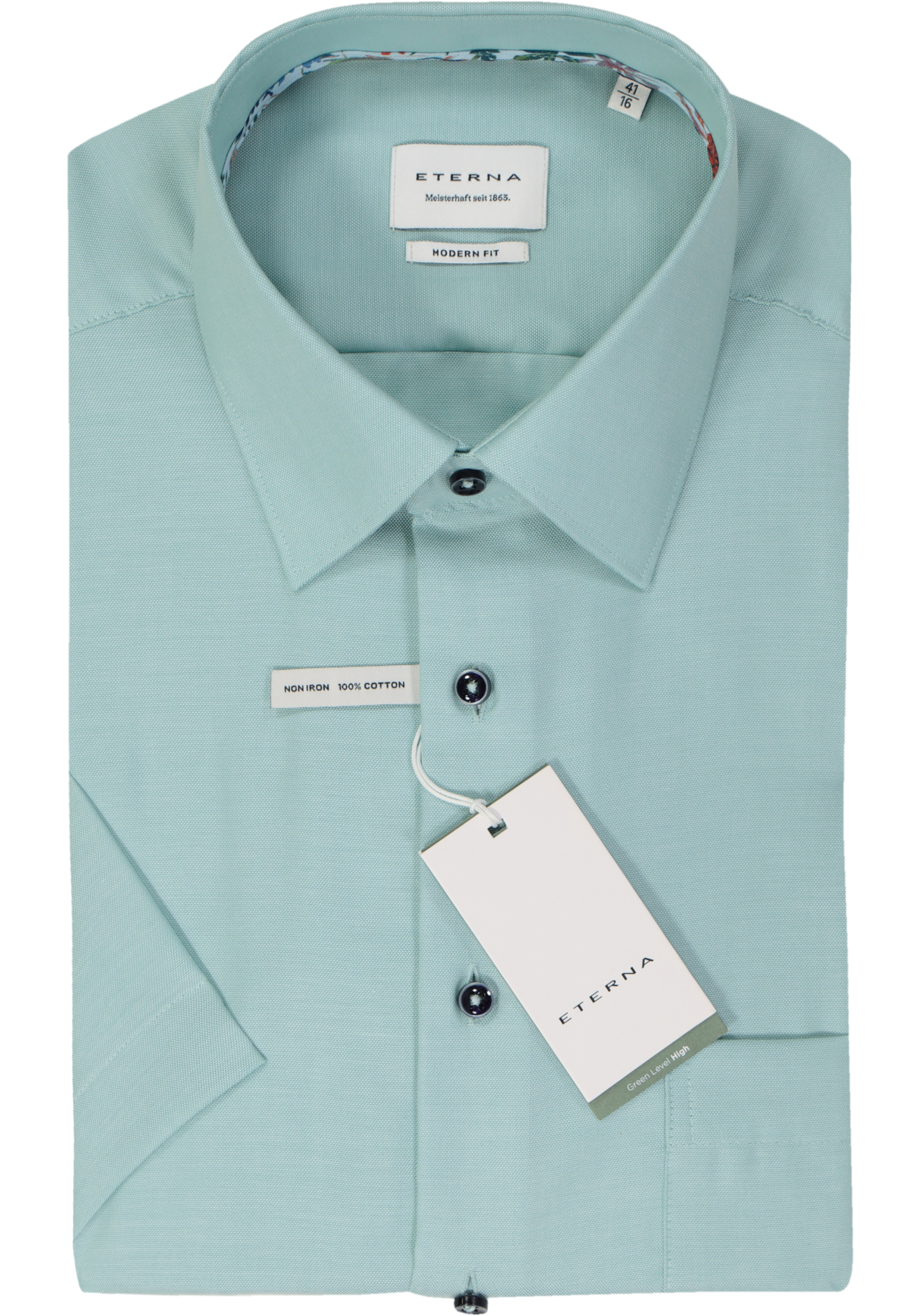ETERNA modern fit overhemd korte mouw, Oxford, turquoise