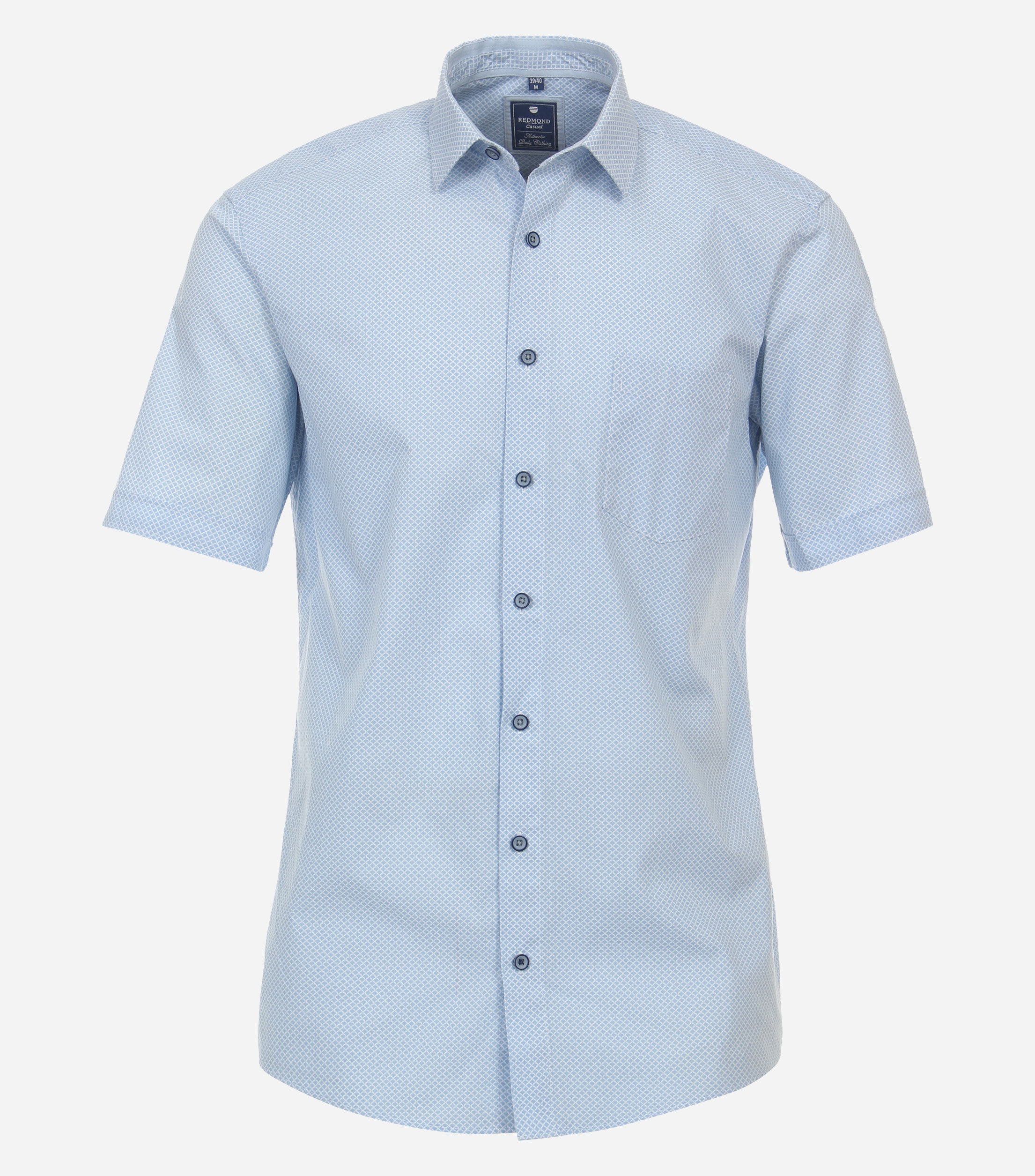 Redmond comfort fit overhemd, korte mouw, popeline, blauw dessin