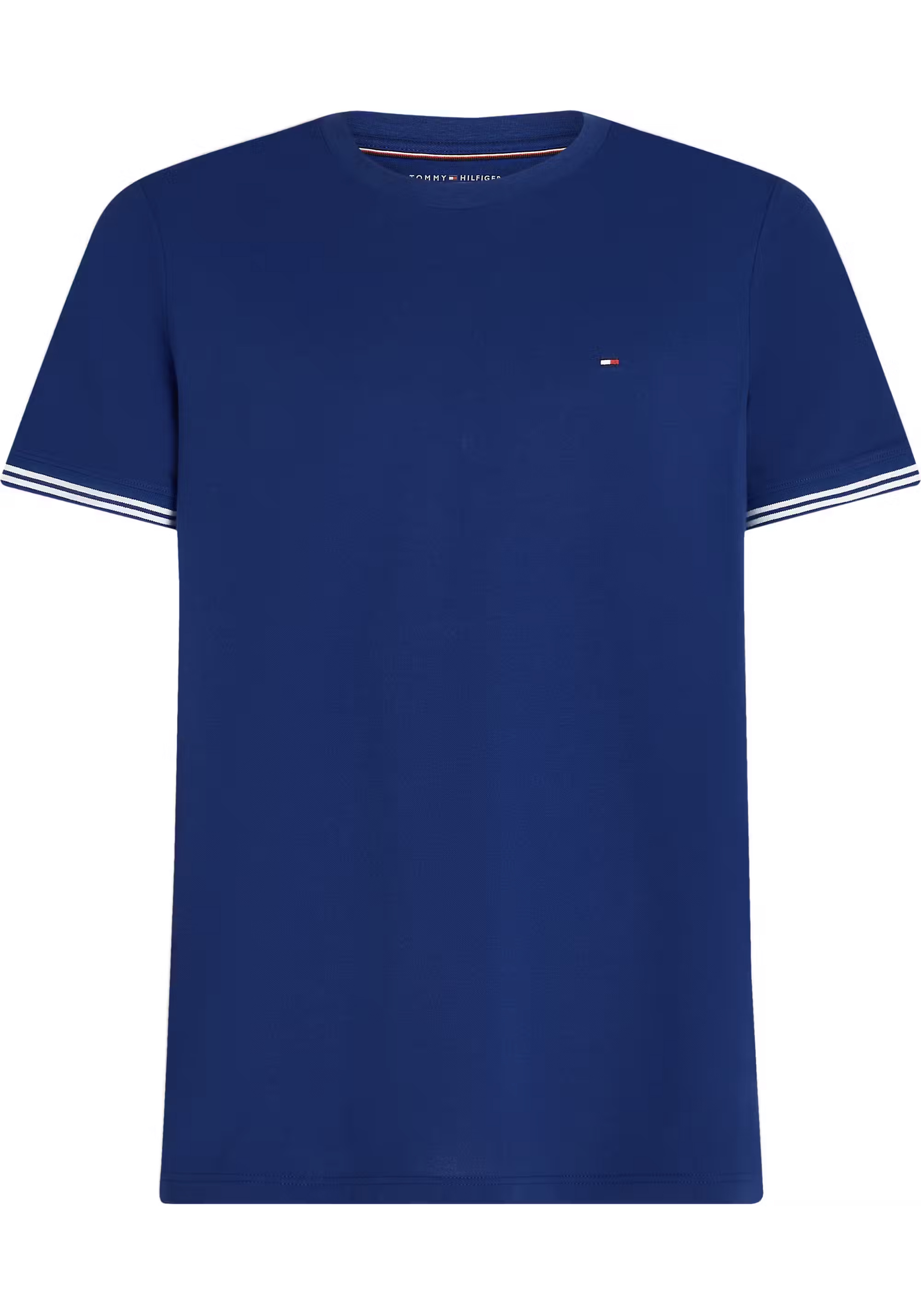 Tommy Hilfiger Performance Tipped Tee, heren T-shirt korte mouw O-hals, blauw
