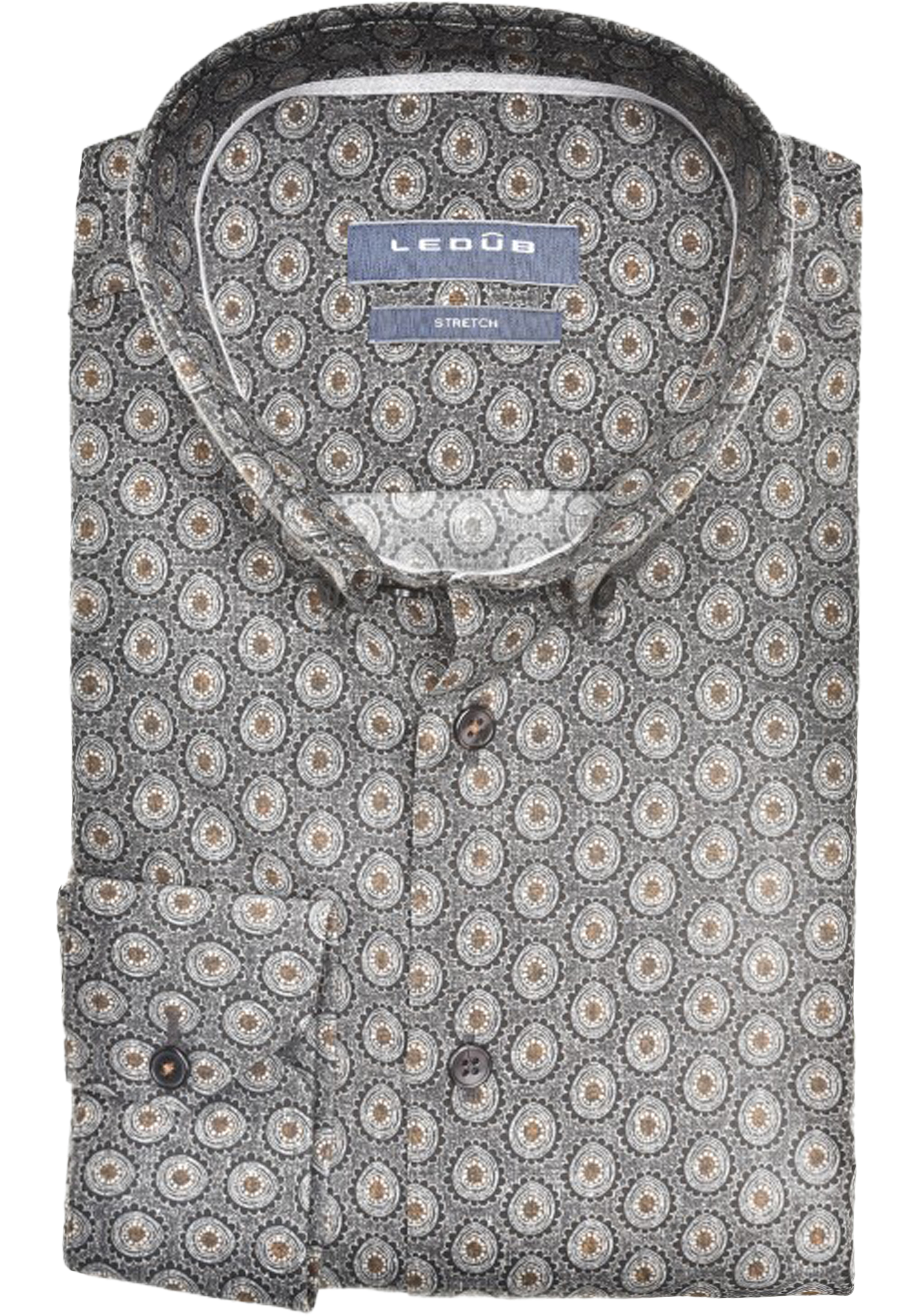 Ledub modern fit overhemd, midden grijs