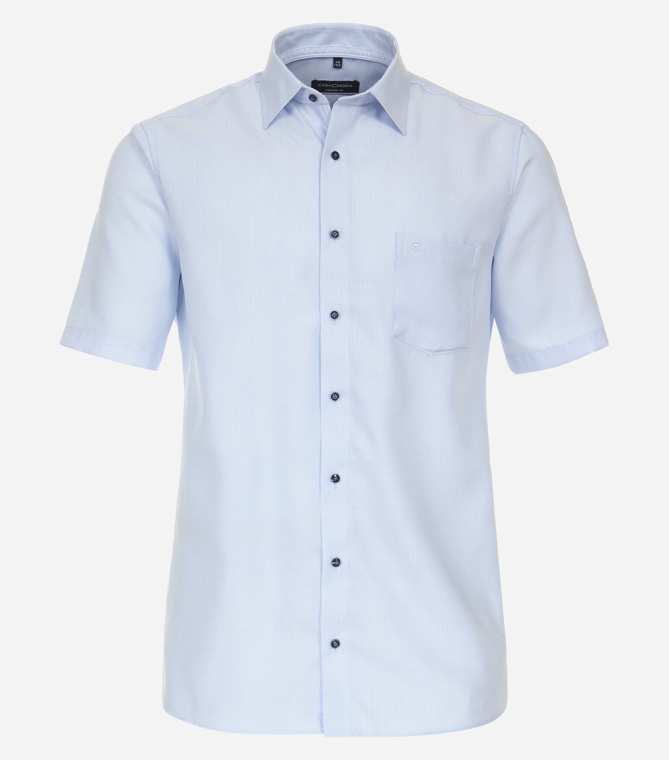 CASA MODA comfort fit overhemd korte mouw dobby blauw