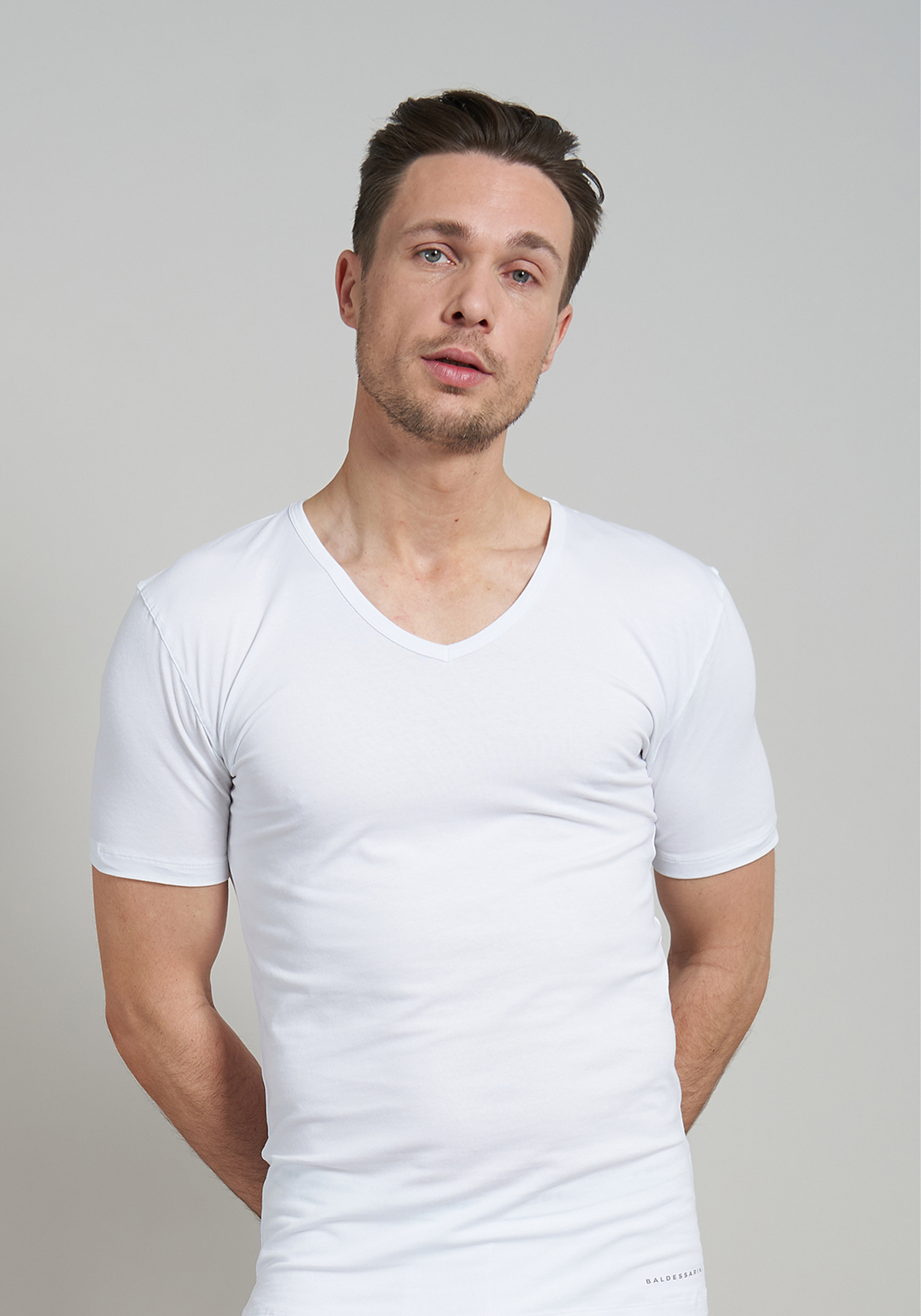 BALDESSARINI heren T-shirt V-hals (2-pack), wit