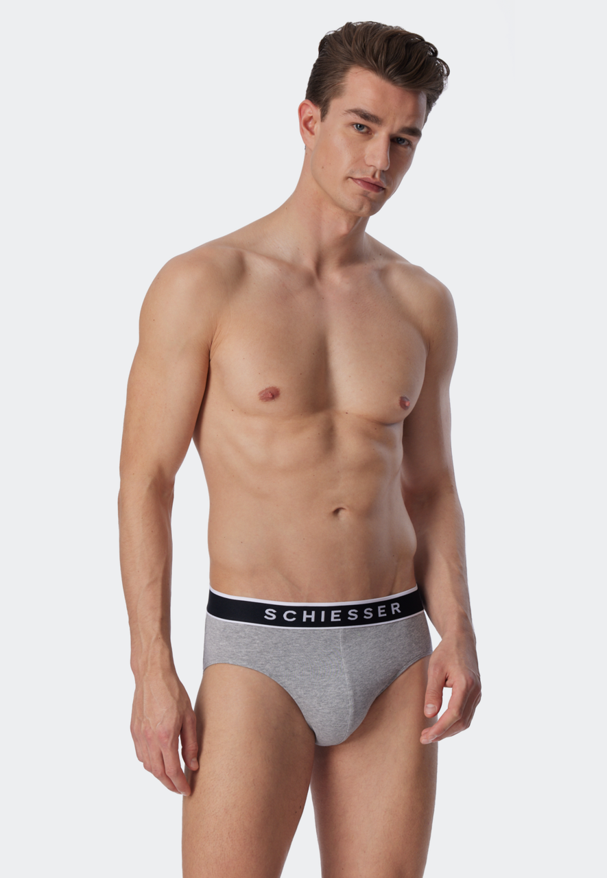 SCHIESSER 95/5 slip (3-pack), heren rioslips biologisch katoen geweven elastische tailleband grijs-melange