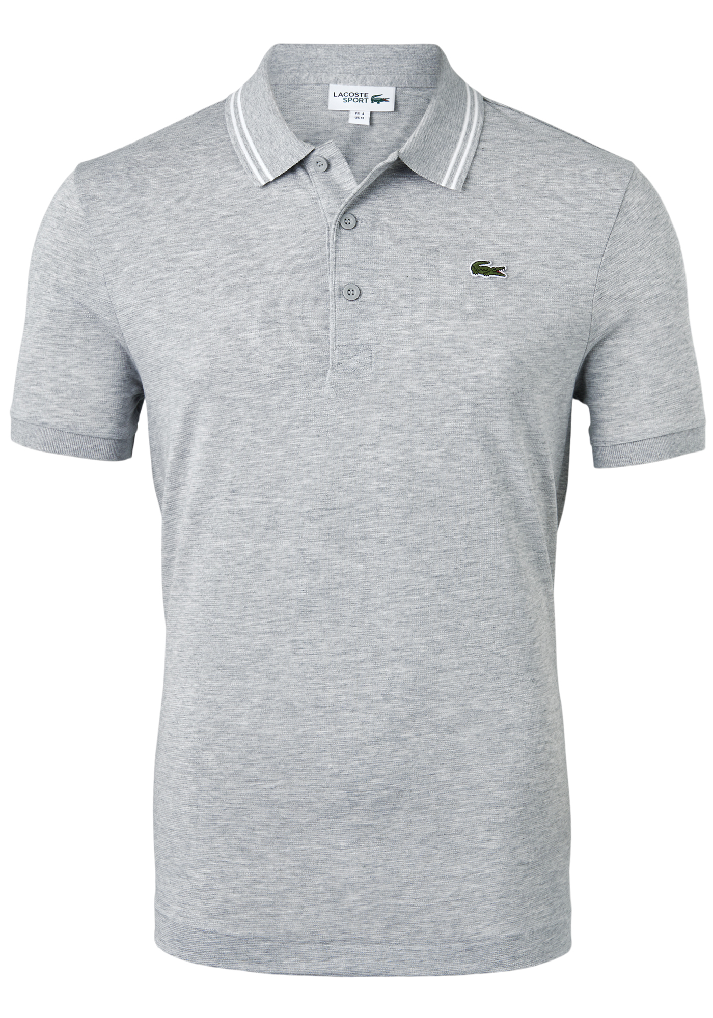 Lacoste Sport polo Regular Fit, super light knit, grijs melange met wit