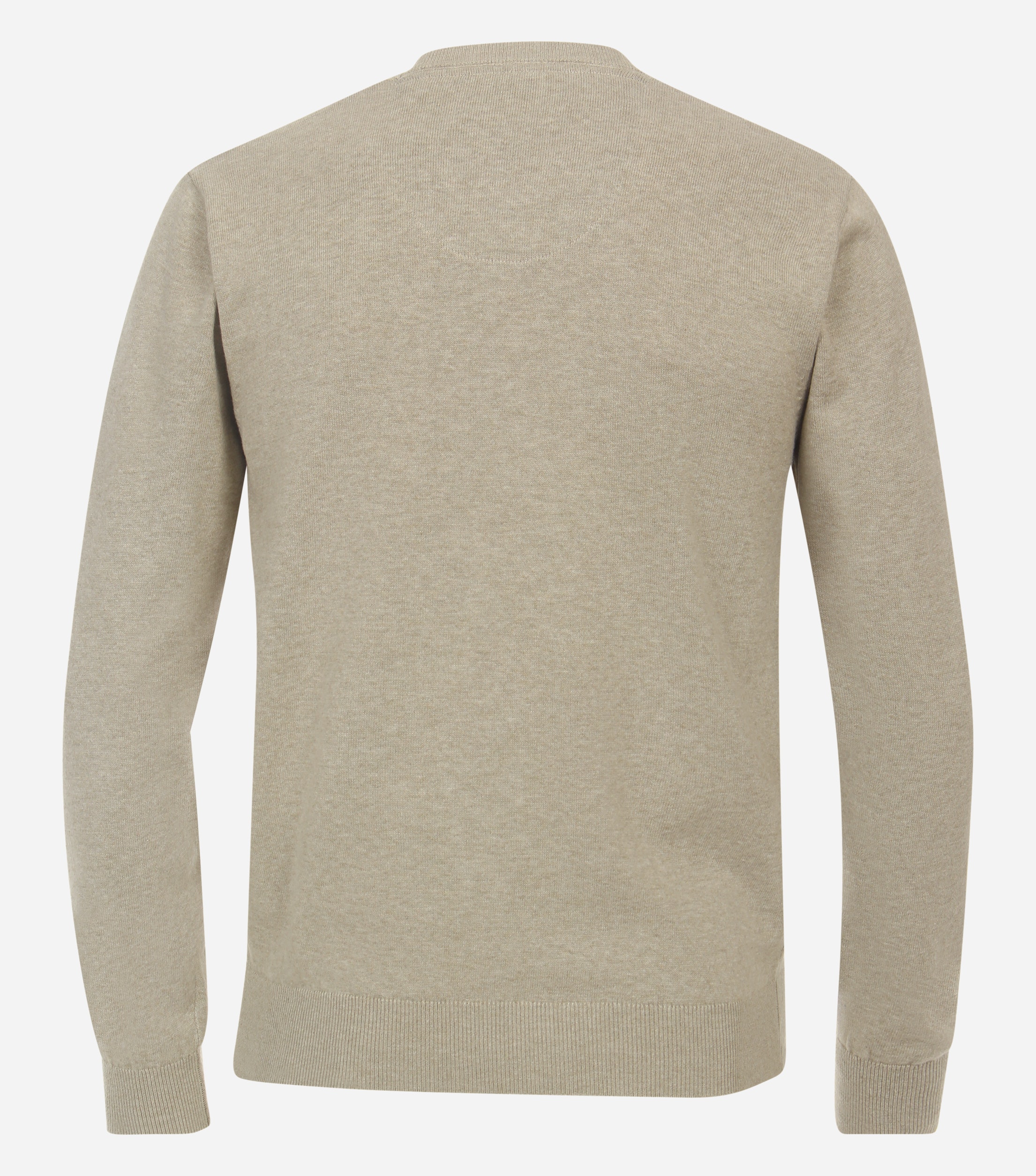 Redmond heren trui katoen, V-hals, beige (middeldik)