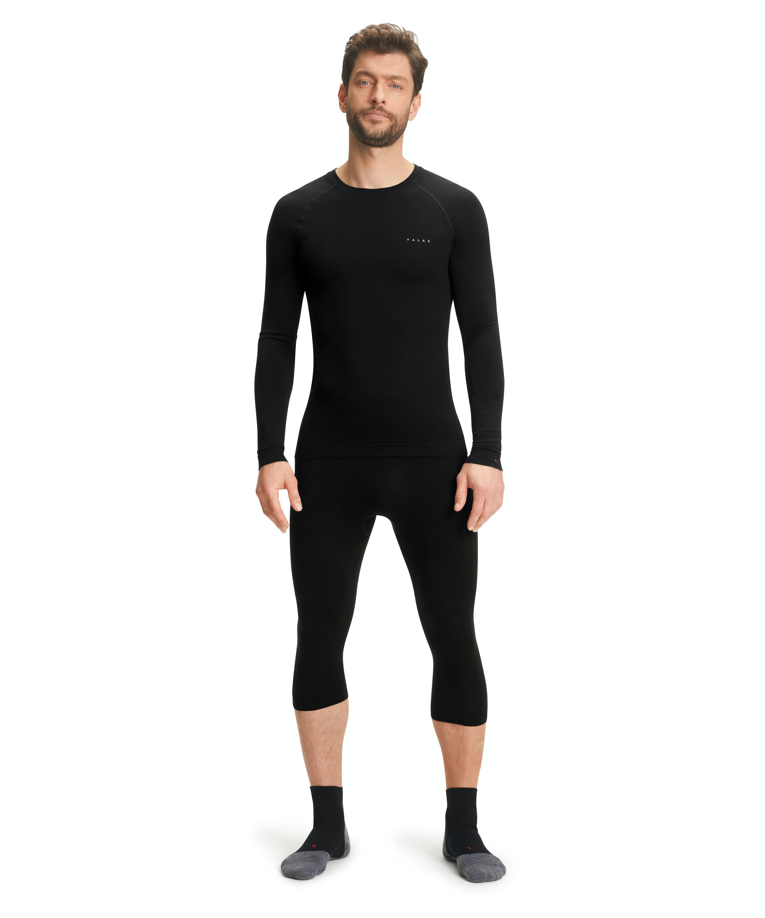 FALKE heren 3/4 tights Wool-Tech Light, thermobroek, zwart (black)