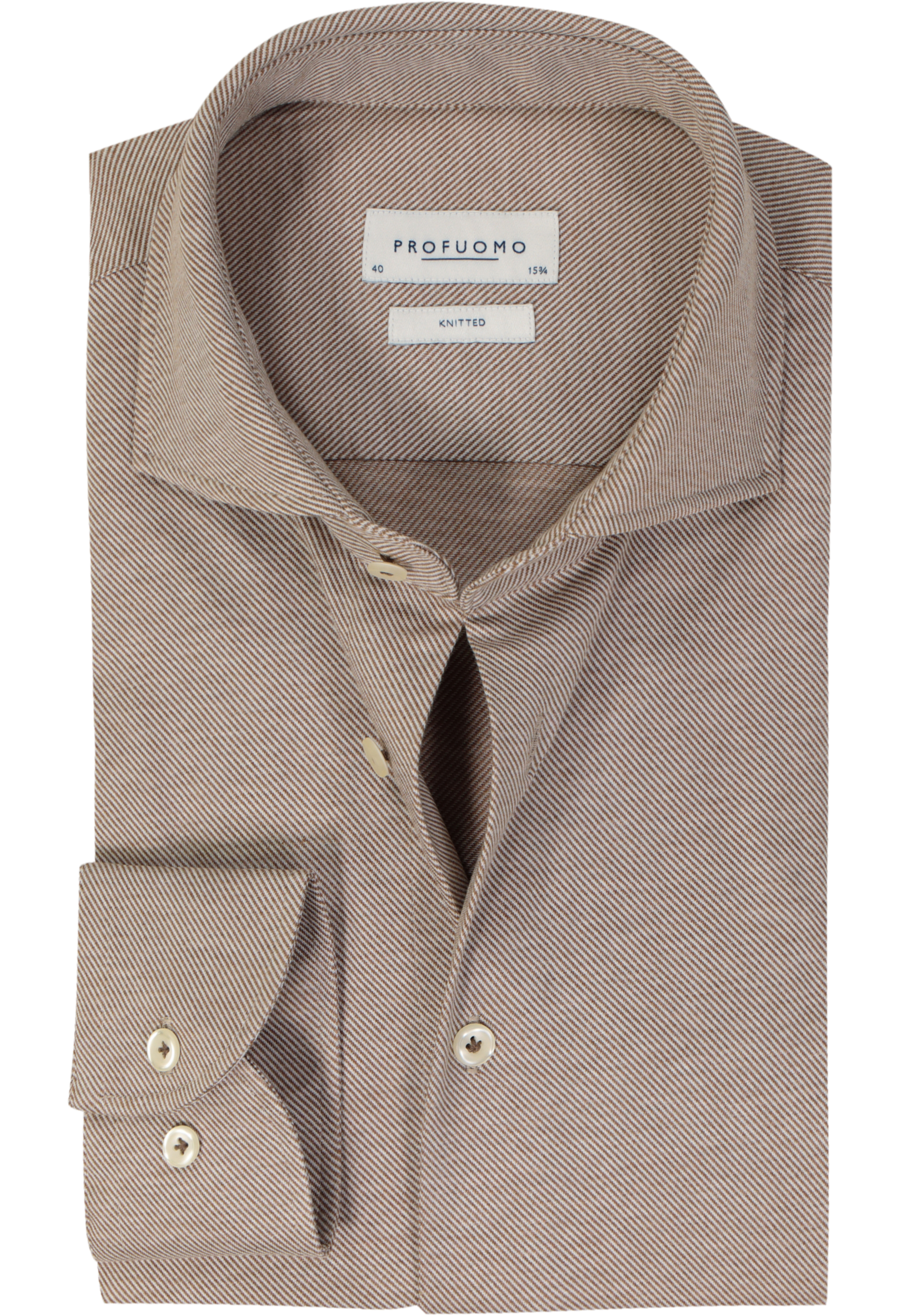 Profuomo slim fit heren overhemd, jersey, camel
