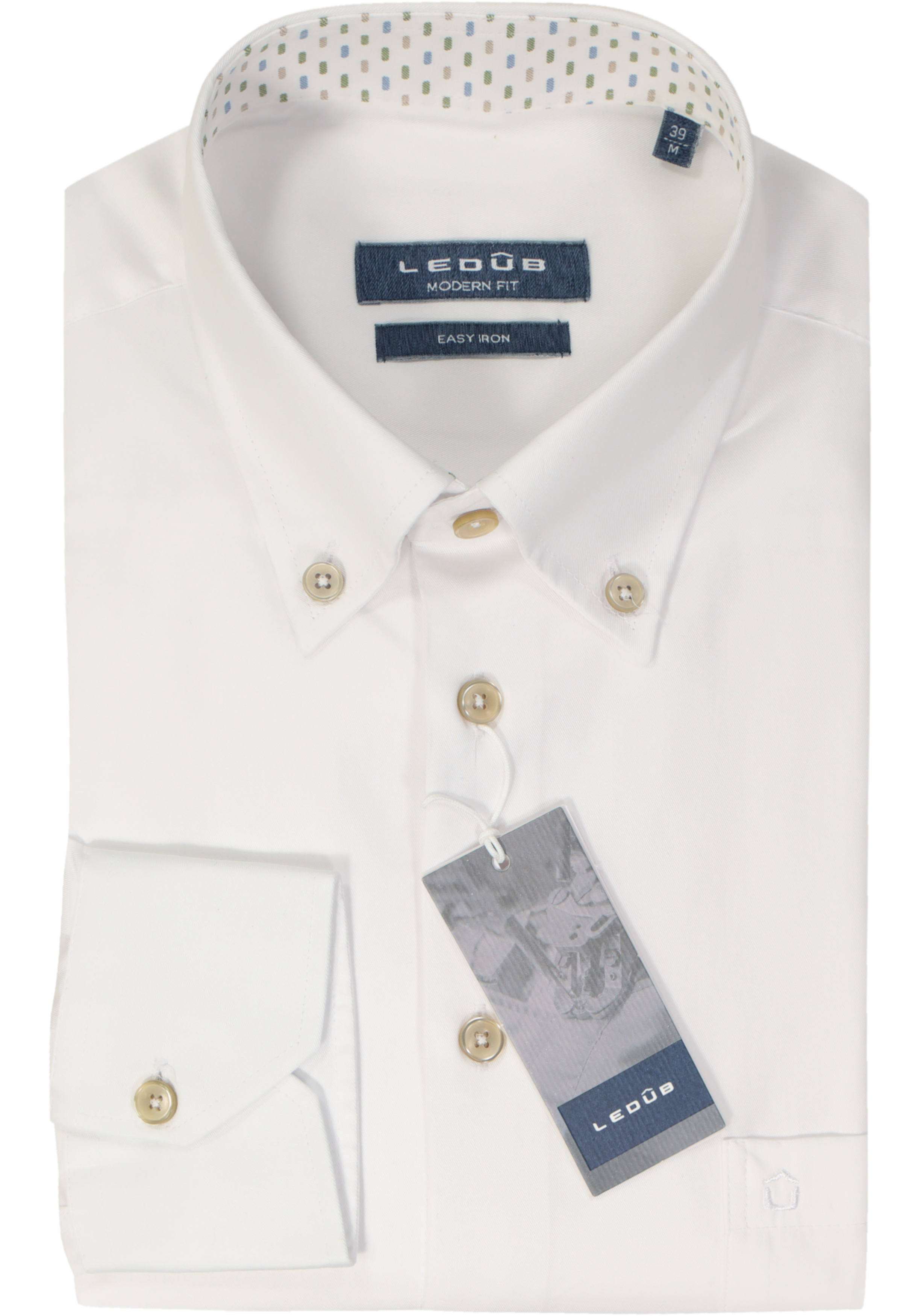 Ledub modern fit overhemd, popeline, wit