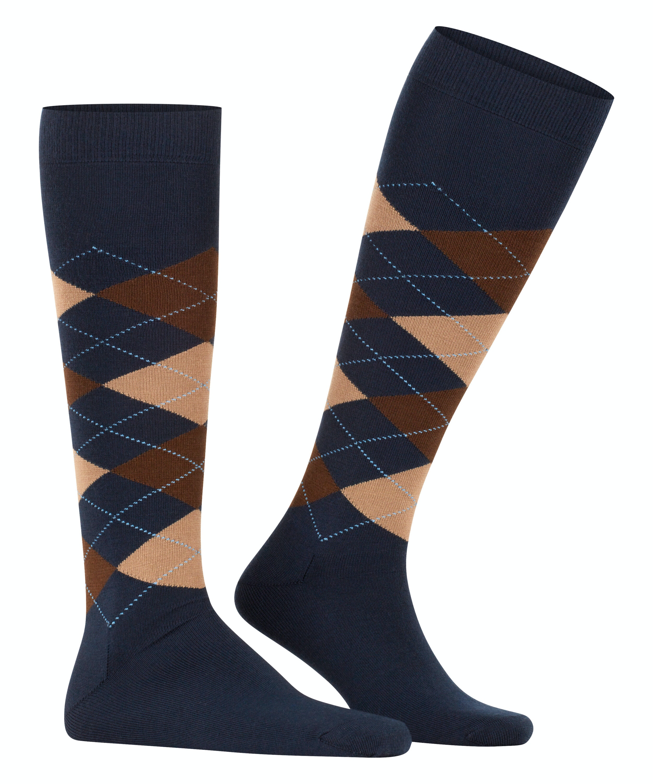 Burlington Edinburgh heren kniekousen, blauw (navy)