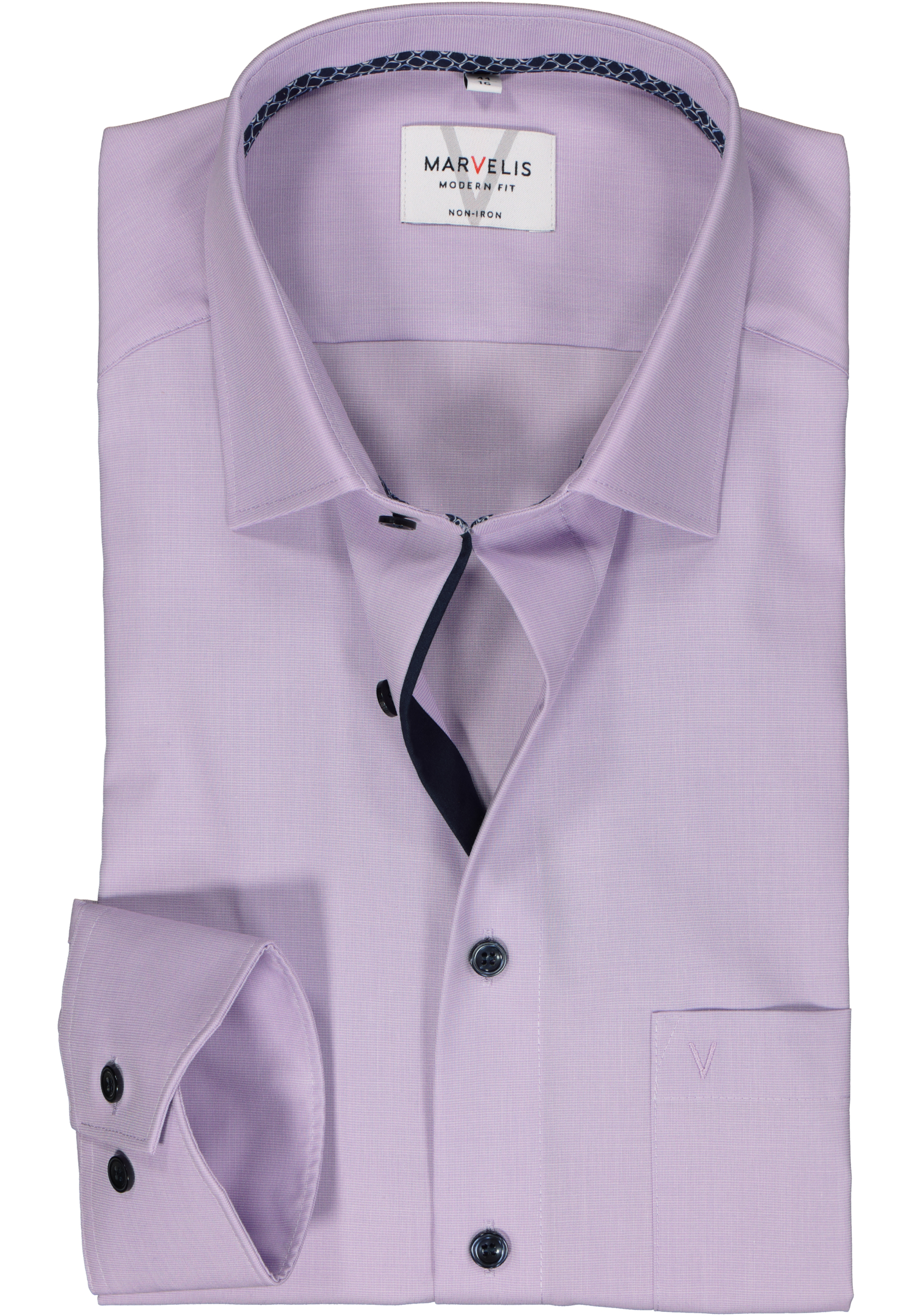MARVELIS modern fit overhemd, structuur, lila