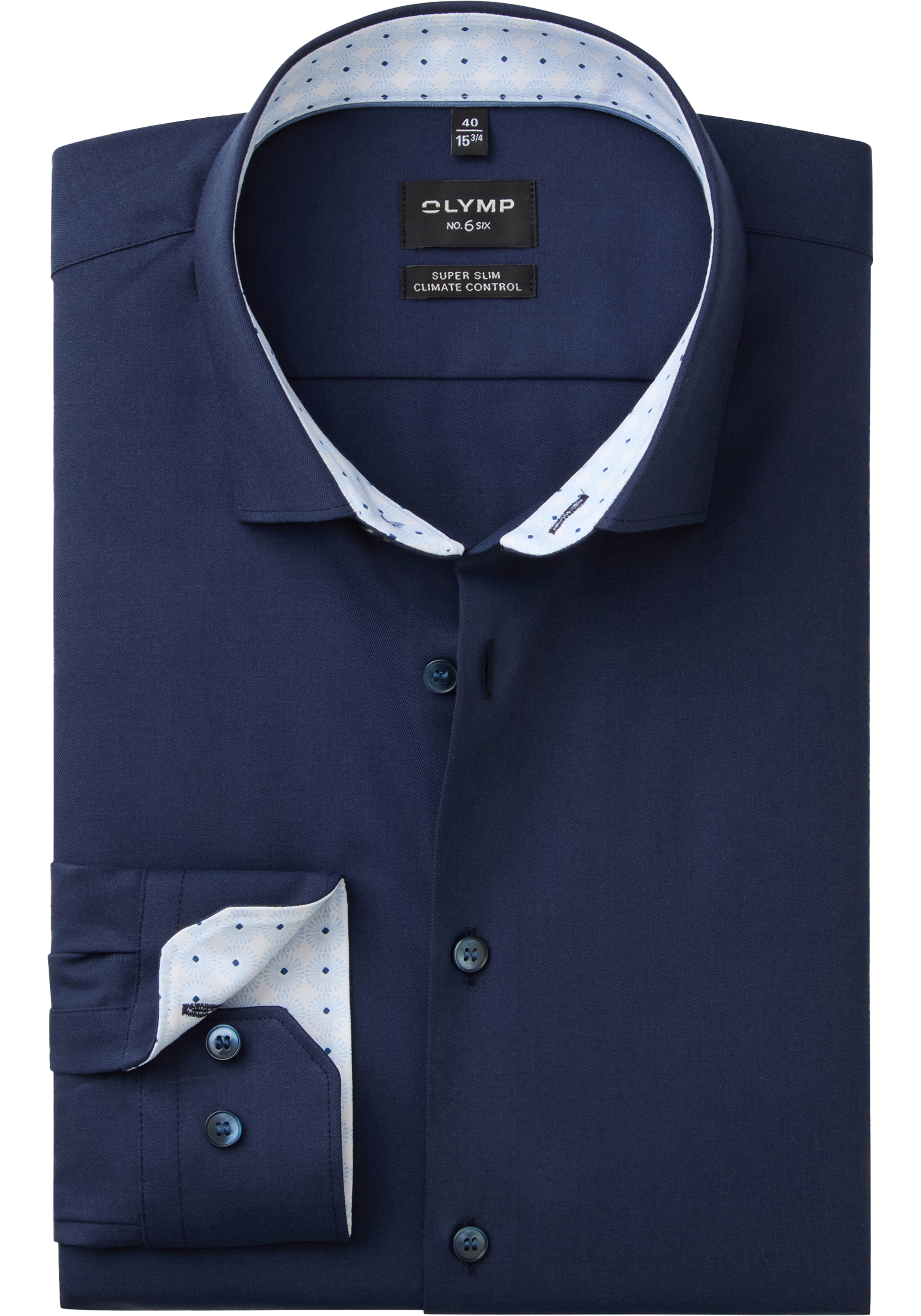 OLYMP 24/7 No. 6 Six super slim fit overhemd, twill, marine blauw