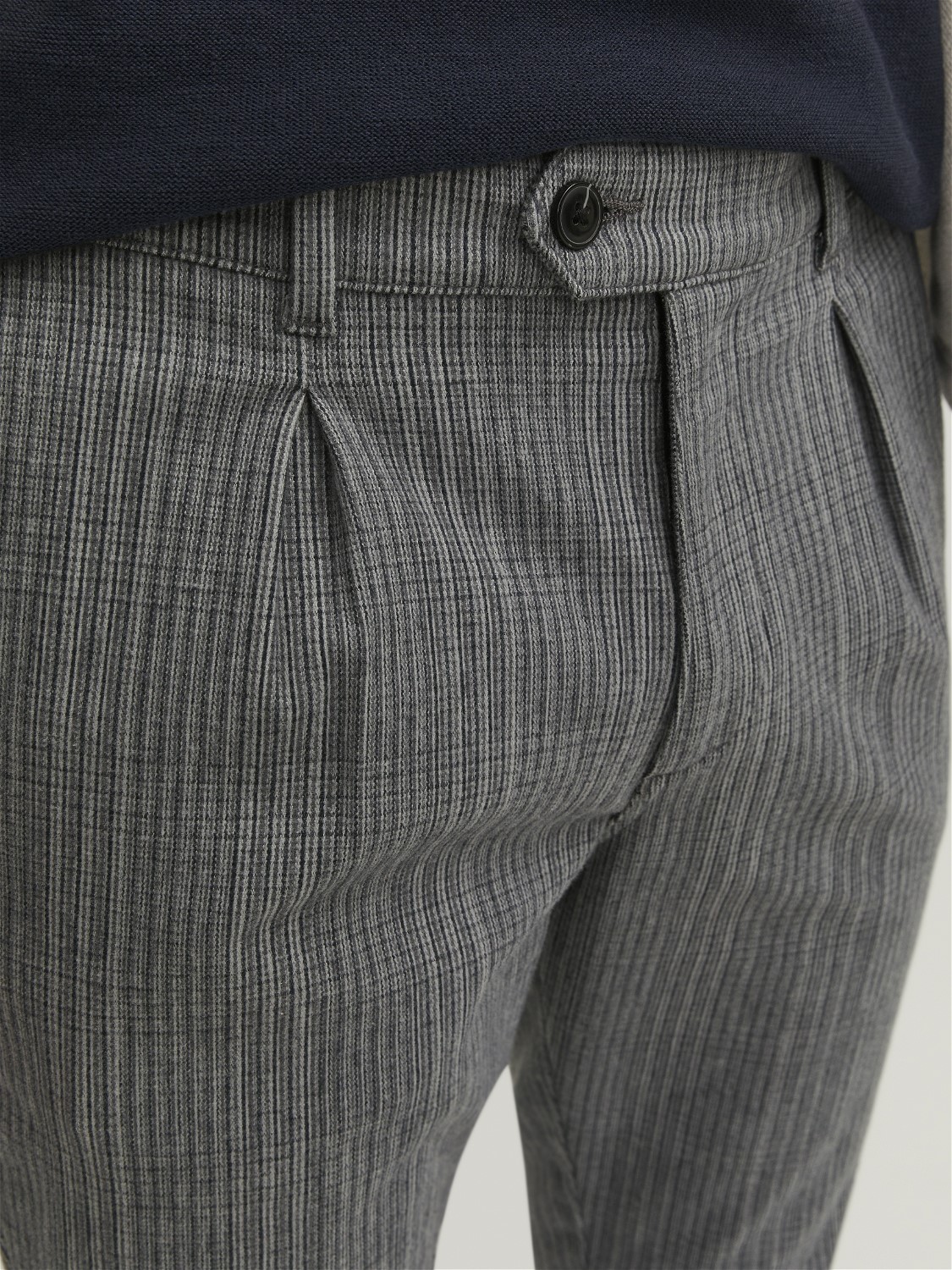 JACK & JONES Ace Harvey Winter Chino loose fit, heren chino, lichtgrijs melange geruit
