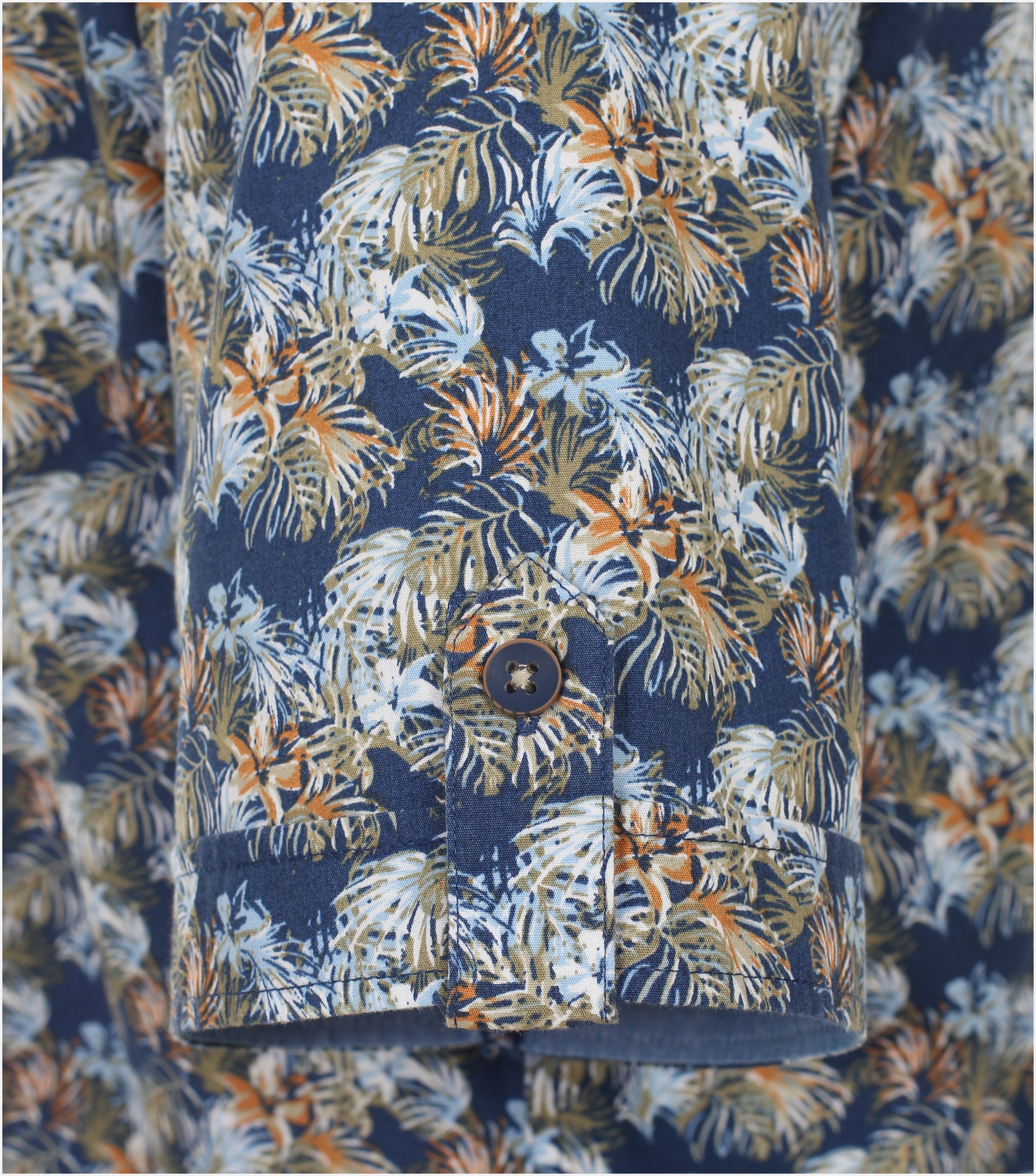 Redmond modern fit overhemd, korte mouw, popeline, blauw dessin