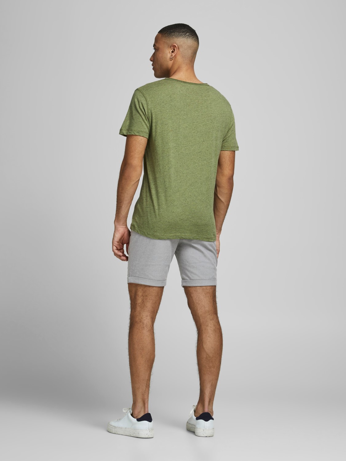 JACK & JONES Connor Shorts regular fit, heren chino korte broek, grijs melange