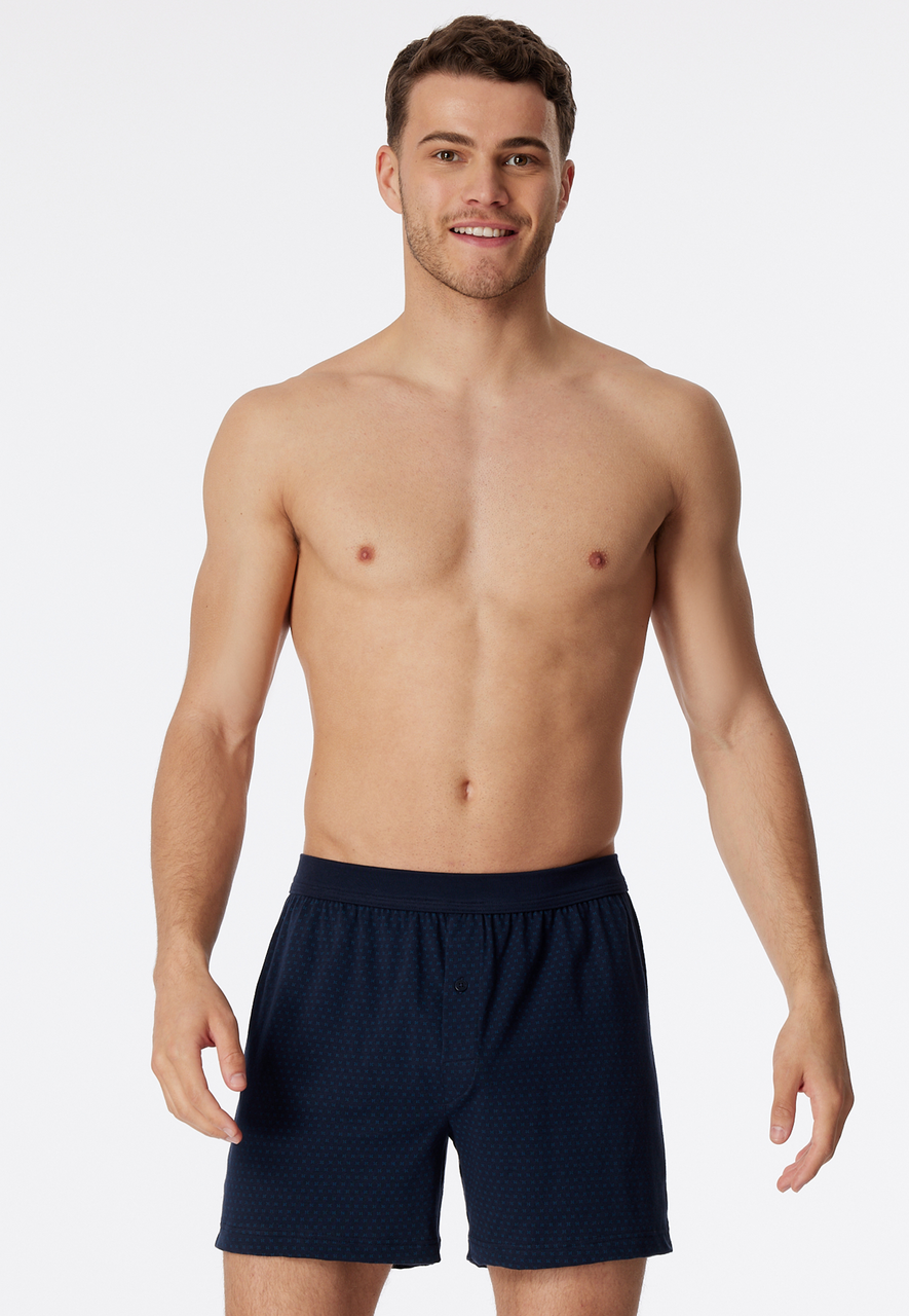 SCHIESSER Comfort Fit boxer (1-pack), heren boxershort organic katoen gedessineerd nachtblauw