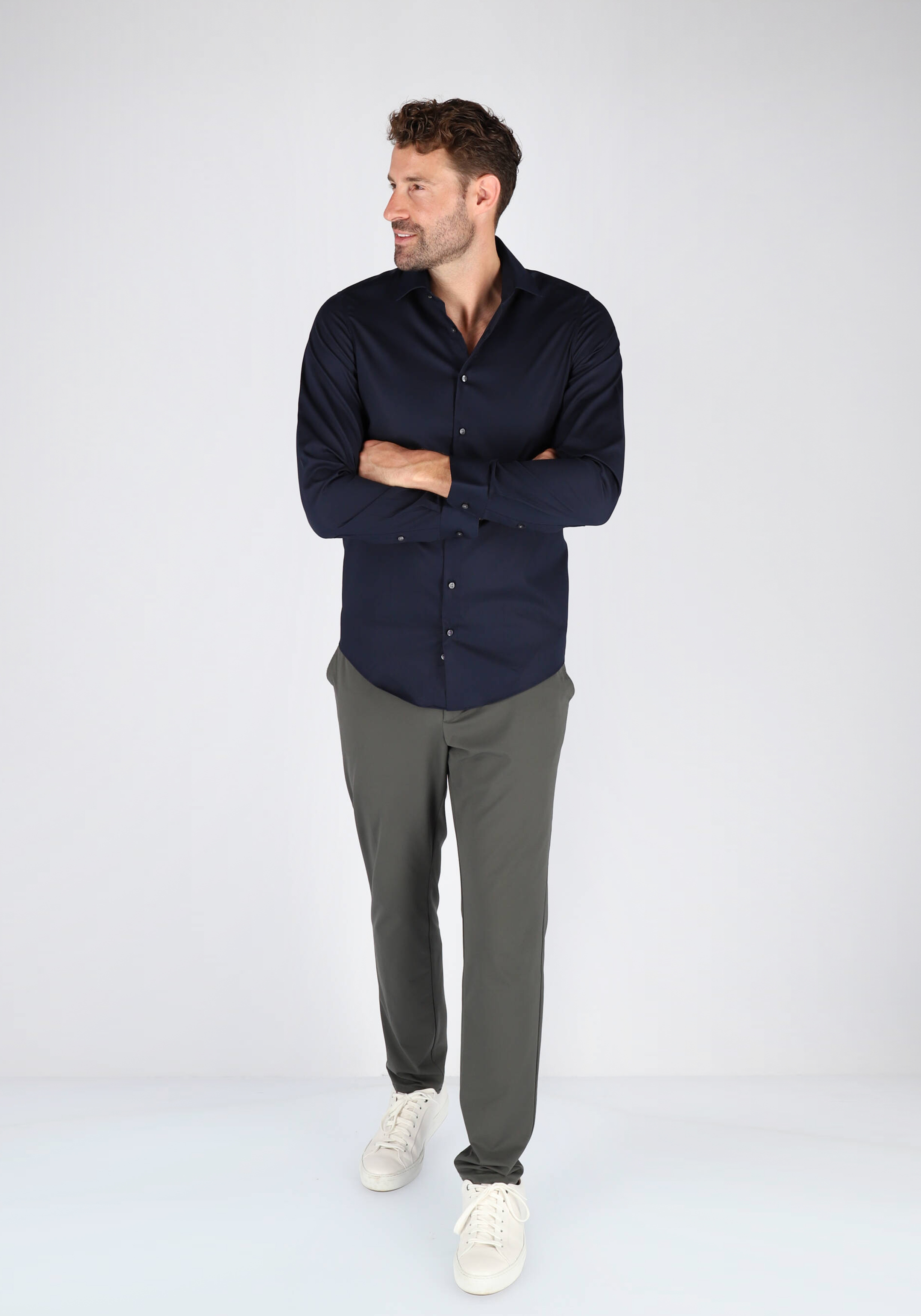 Redmond slim fit overhemd, nacht blauw